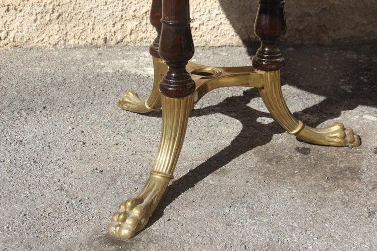 photo vinterior Round Mid Century Modern Italian Dining Room Table Rosewood Brass Lion's Foot