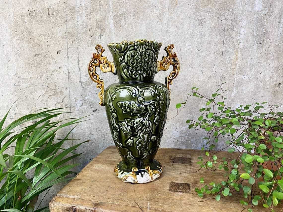 Antique Victorian Majolica Vase photo Home Decor