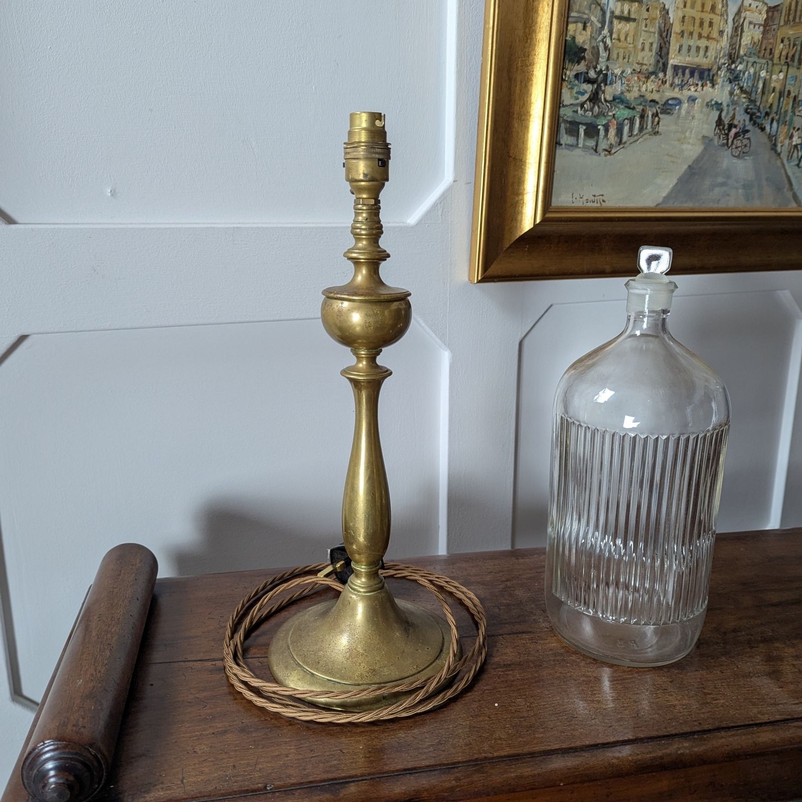 Early 20th Century Brass Lamp Of Baluster Form – Stamped 1920 photo buy