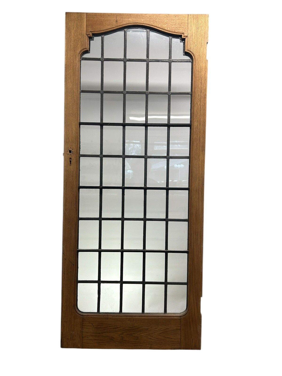 Solid Oak Door Internal Antique Period Reclaimed Old Glass Leaded Vestibule Arch