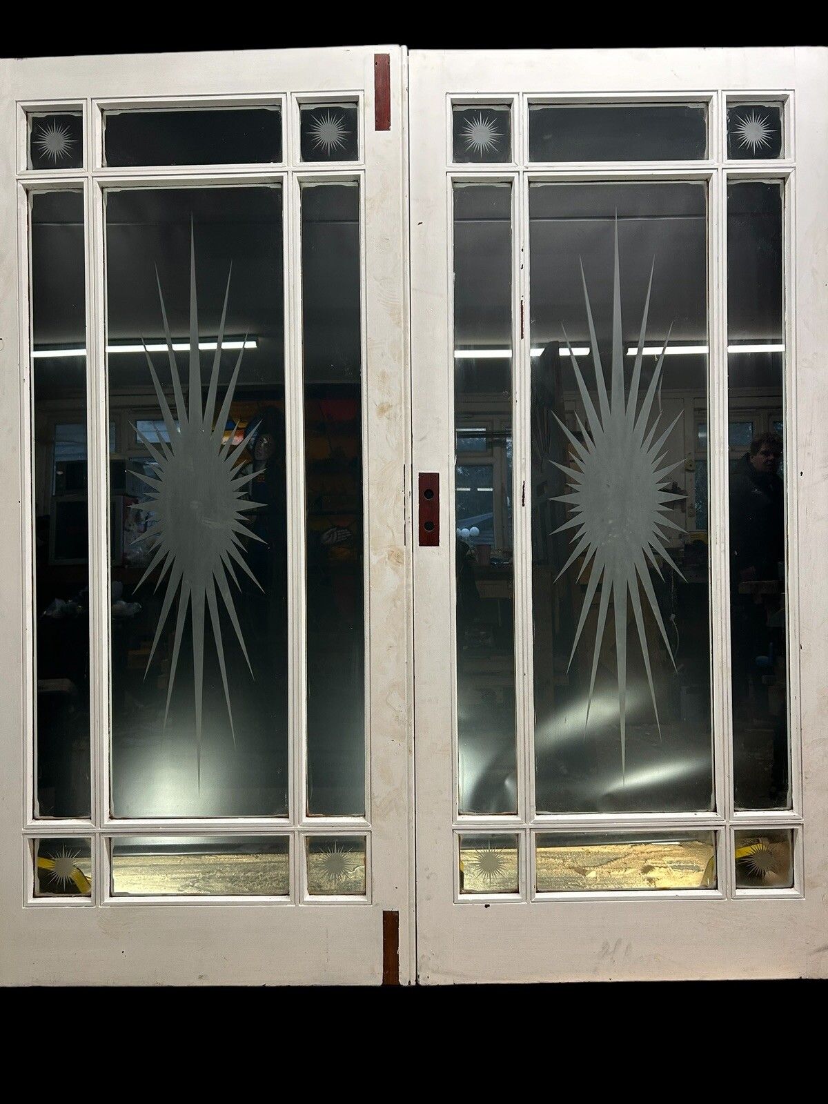 Victorian French Doors Mahogany Etched Glass Period Reclaimed Antique Hardwood photo 3127.0