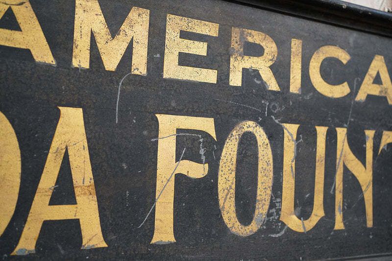 Bristol Zoological Gardens: A Large Early 20thc Sign Written Painted Advertising Sign; 'American Soda Fountain' C.1930 photo buy