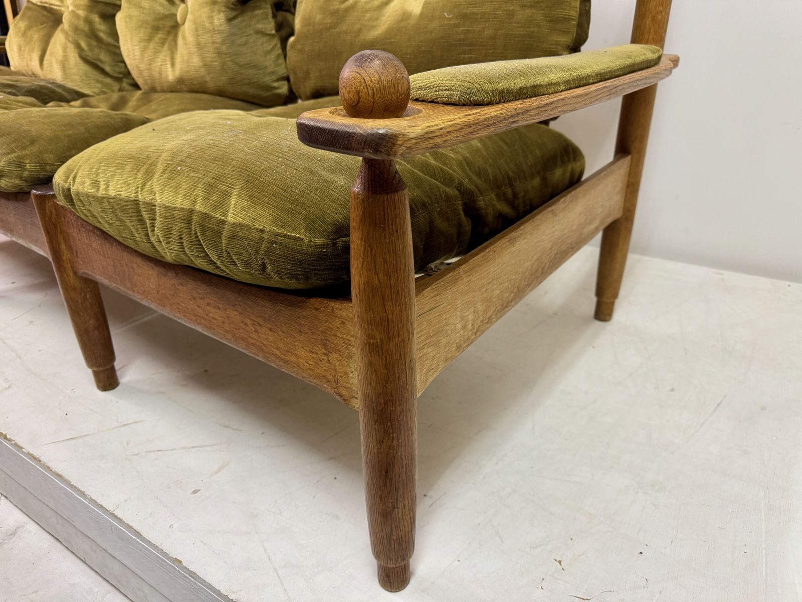 1960s Dutch Oak Three Seater Sofa photo vintage