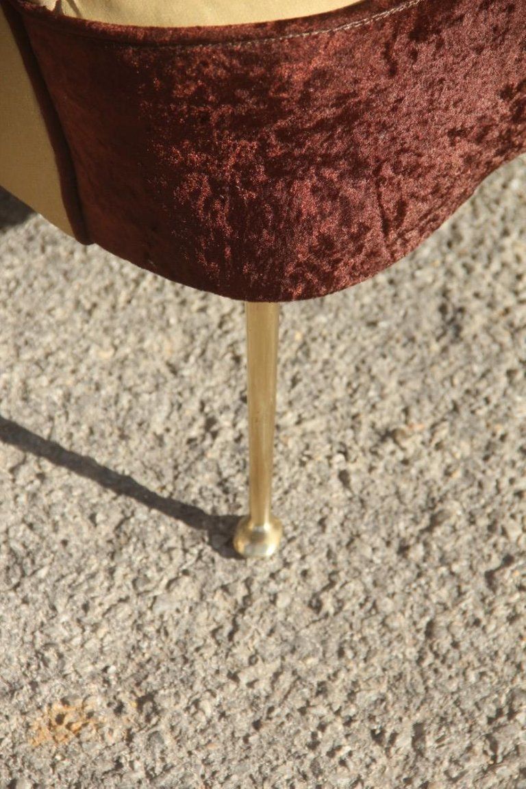 Isa Bergamo Pair Of Armchairs Italian Design Mid Century Modern Brown Brass Feet photo vintage