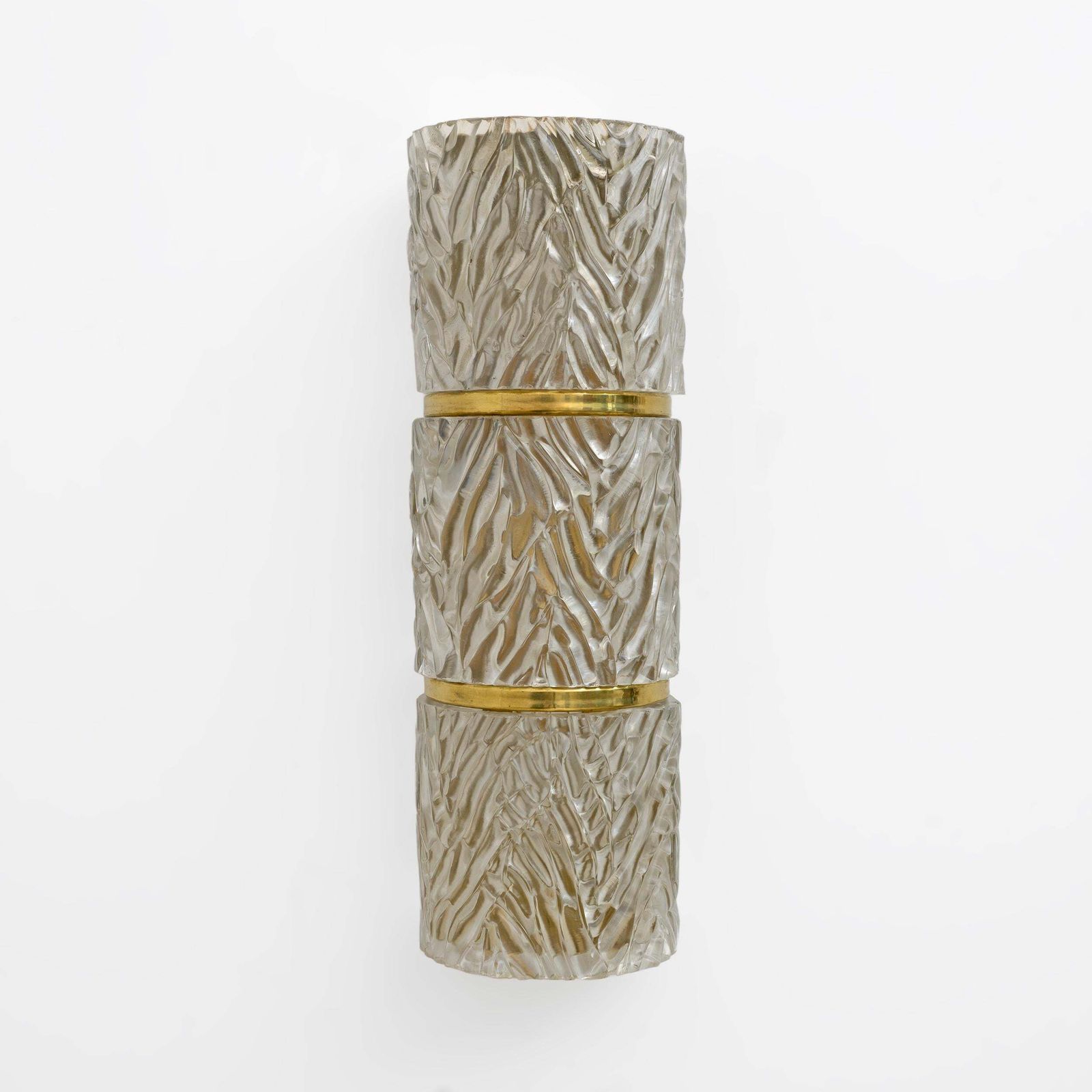 Pair Of Modern Italian Brass And Murano Glass Textured Wall Sconces photo for sale