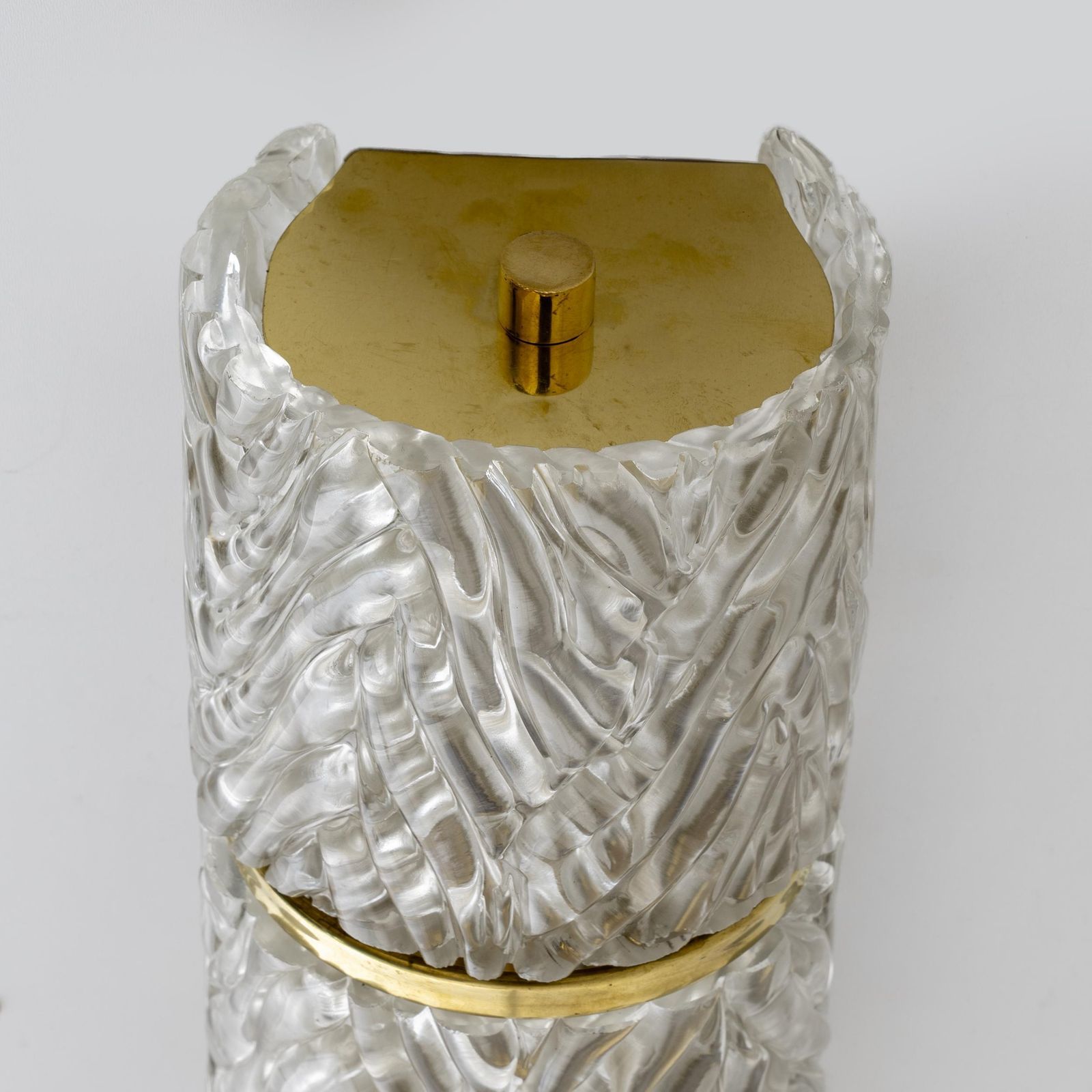 photo furniture Pair Of Modern Italian Brass And Murano Glass Textured Wall Sconces