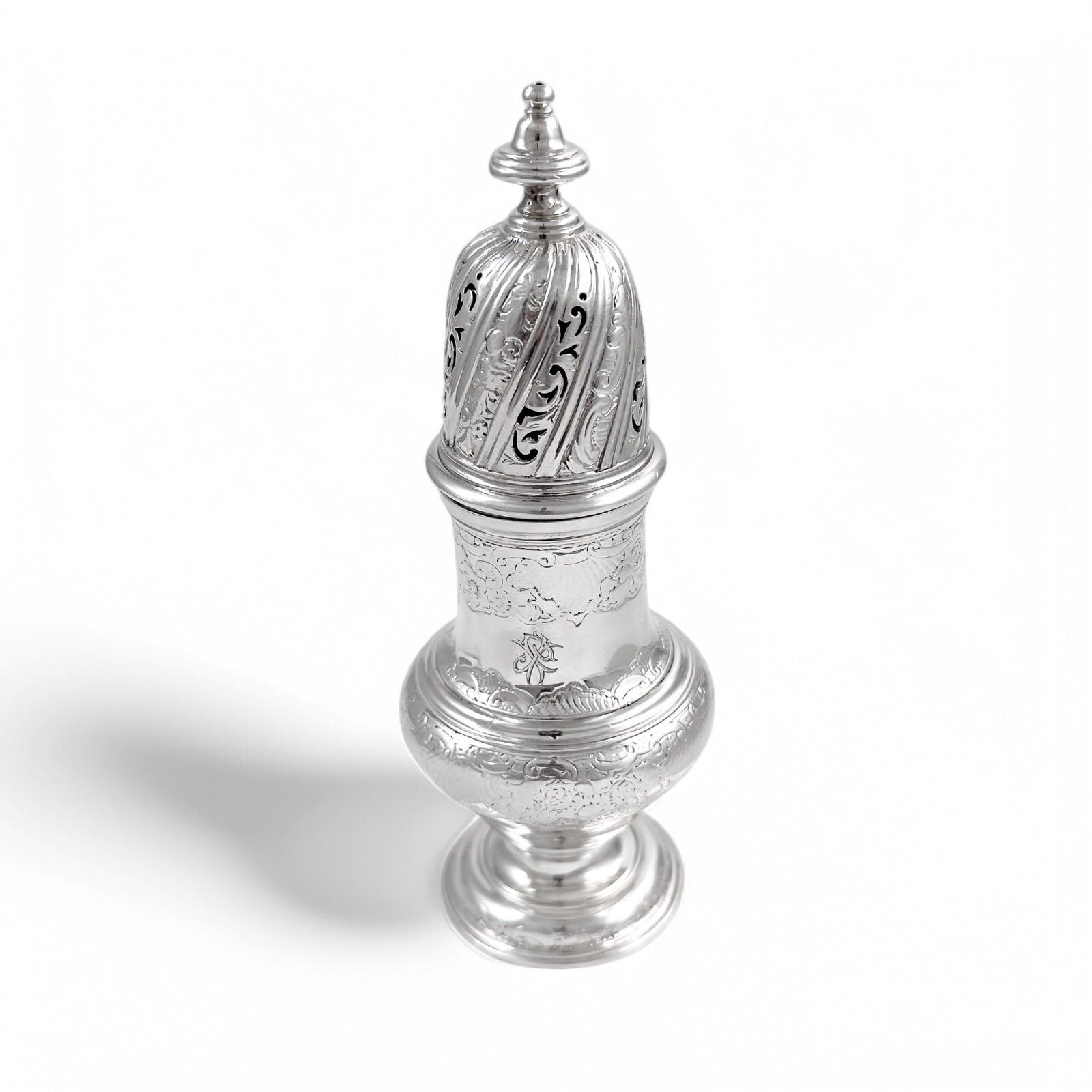 George II Sterling Silver Pepper Pot /Sugar Sifter / Muffineer, Samuel Wood 1744 photo furniture