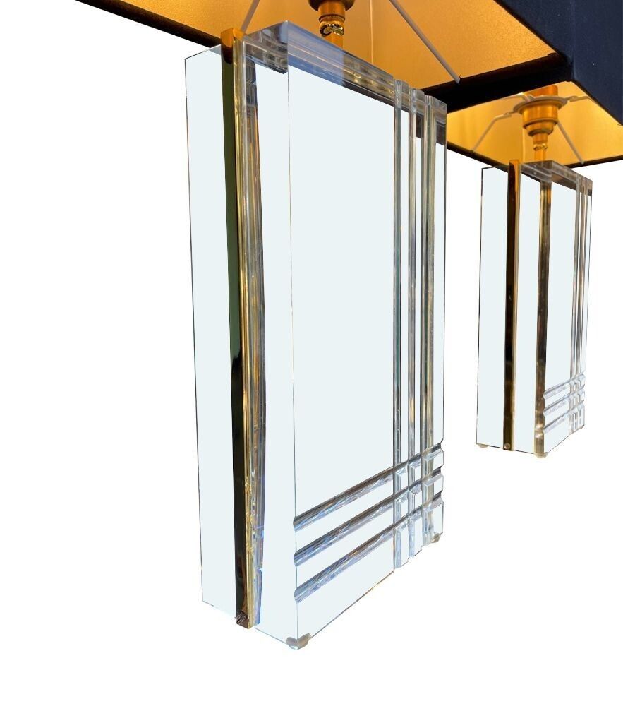 photo furniture A Pair Of 1970s Italian Gilt Metal And Lucite Lamps