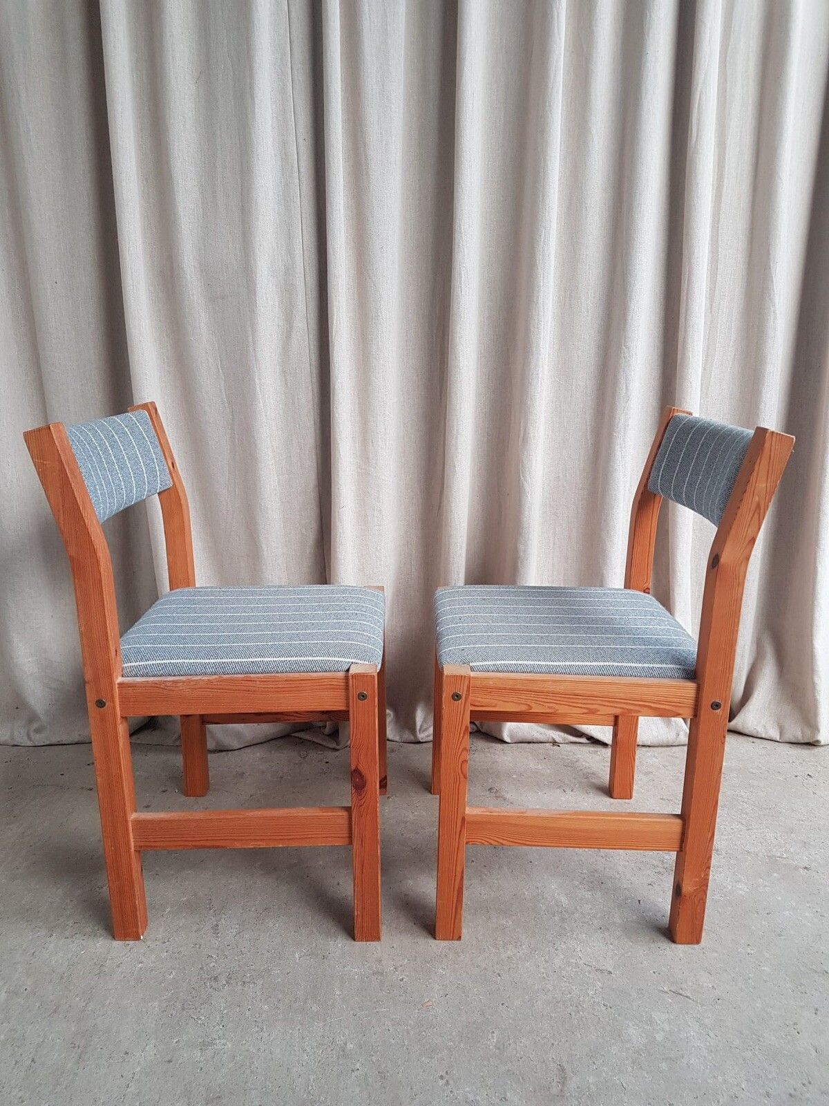Vtg Late Mid Century Danish Pair Set Of 2 Solid Pine Scandi Dining Chairs R711 photo 207.0