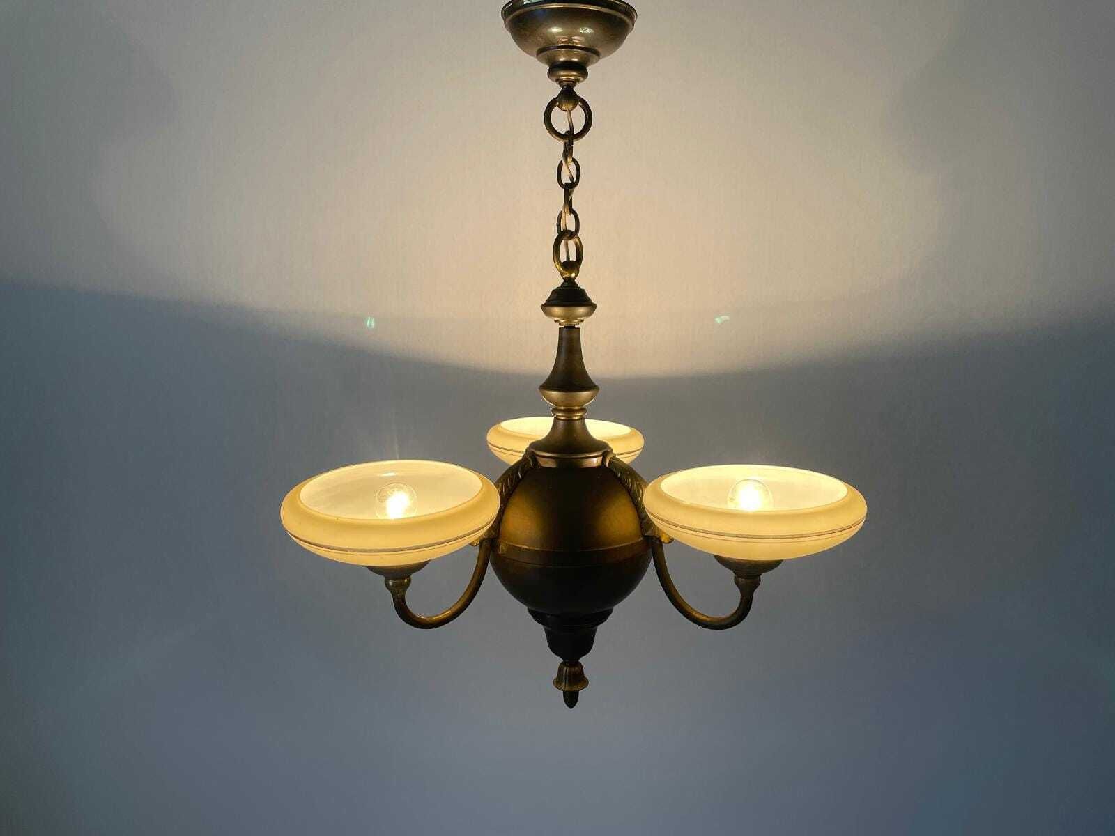 3 Armed Glass Art Deco Chandelier, 40s/50s, Germany photo furniture