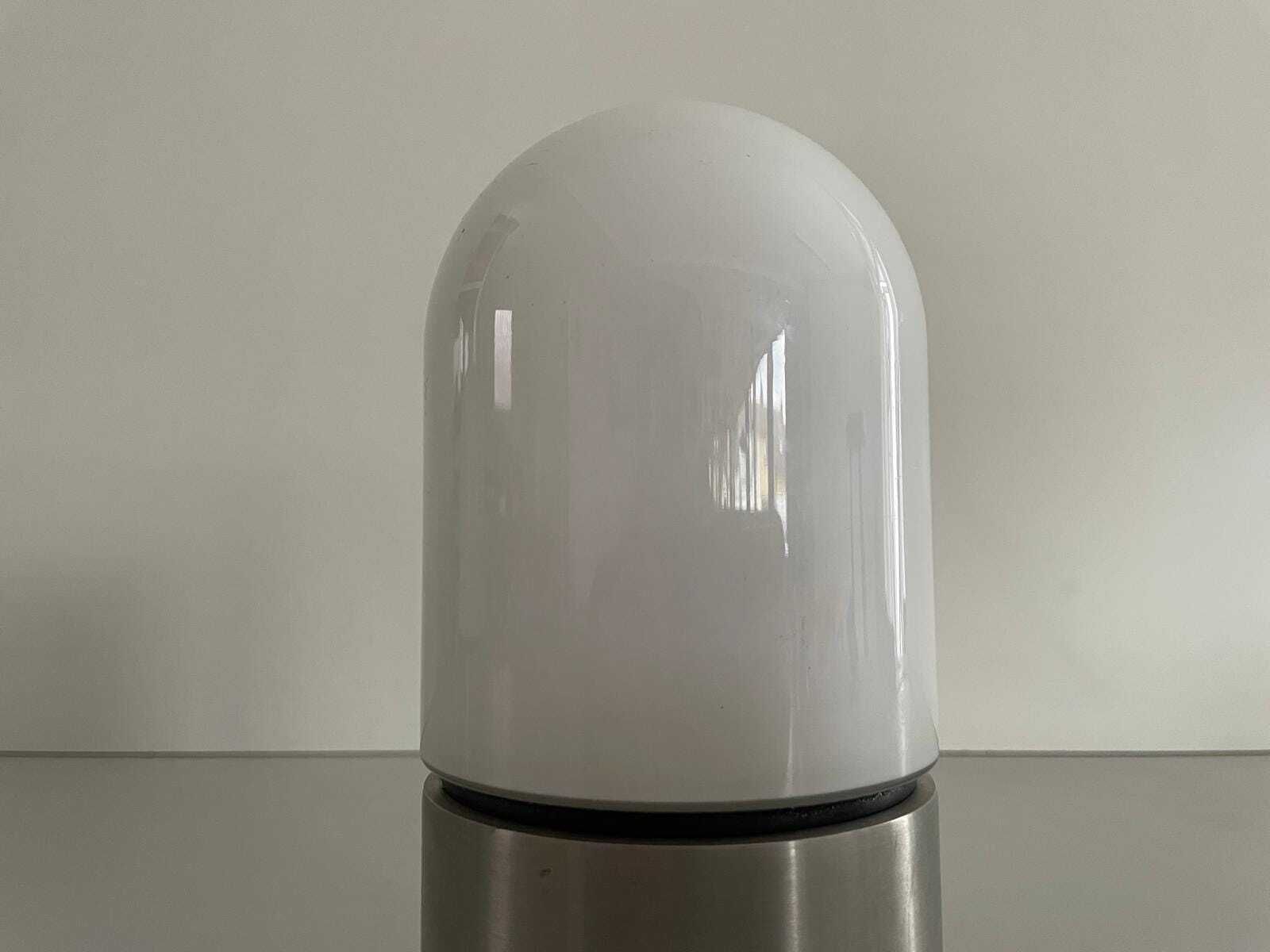 photo furniture Minimal Rare Opal Glass & Grey Metal Set Of 2 Flush Mounts By Bega, 1970s Germany