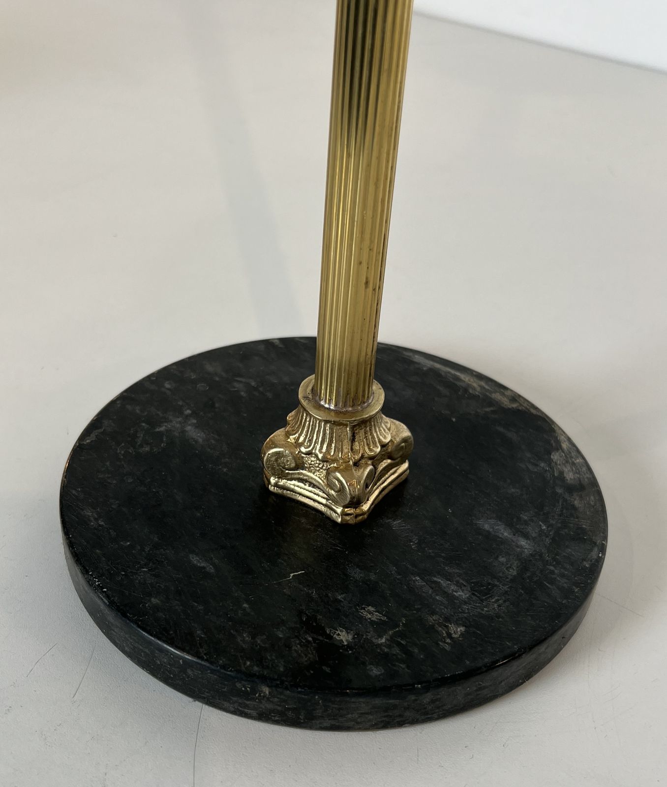 Candrier Of Neoclassical Style In Bronze, Brass And Black Marble Base In The Taste Of The House Jansen photo vintage