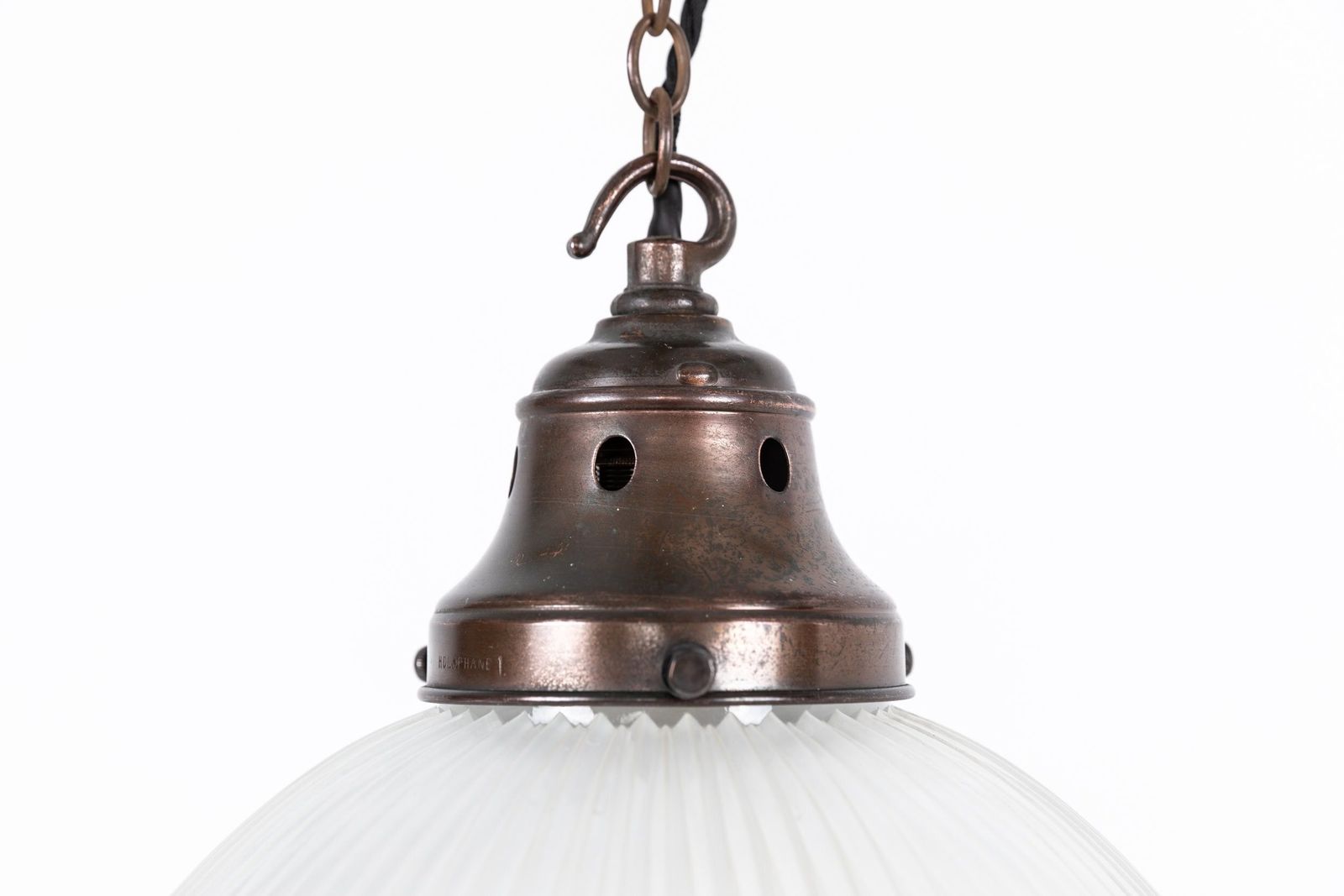 Antique Three Part Holophane 'Reflector Refractor' Pendant Light photo vinterior