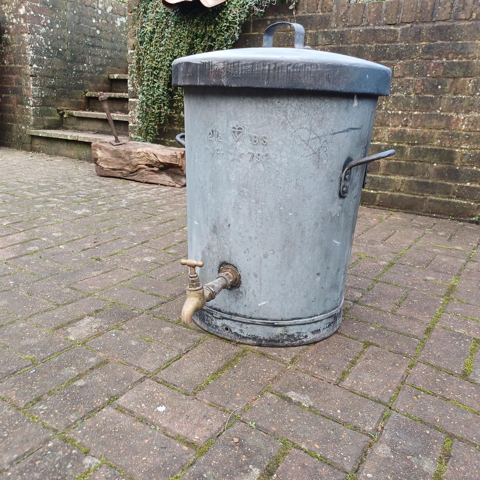 Zinc Agricultural Statement Planter Milk Churn Dairy Equipment Fermentation Vessel photo vintage