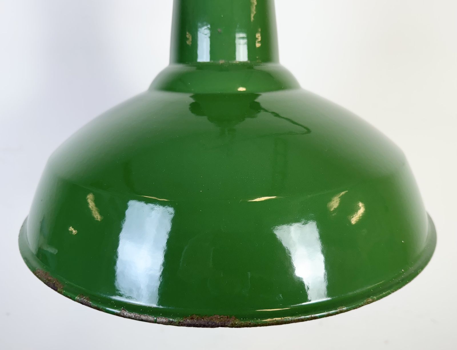 Industrial Green Enamel Factory Pendant Lamp, 1960s photo 199.0