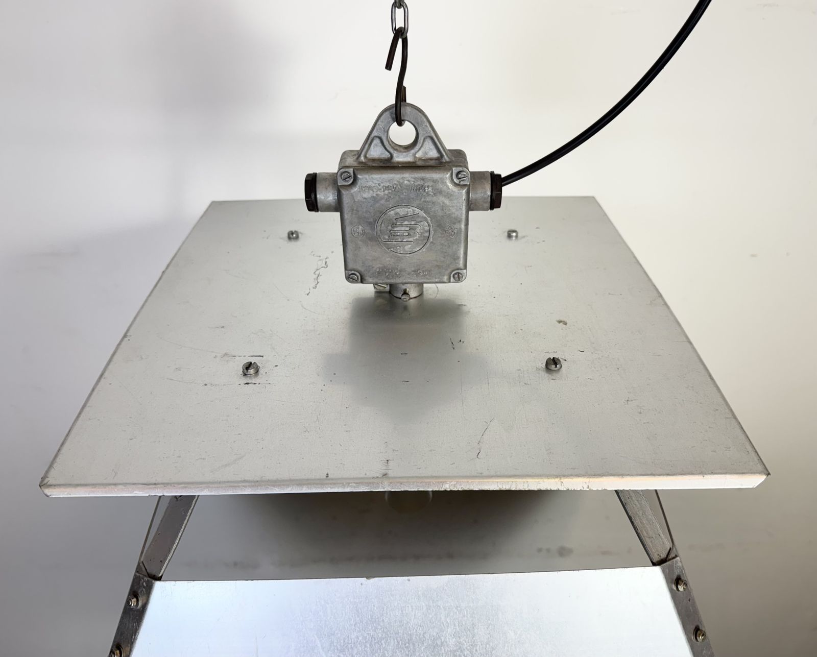 Large Silver Industrial Factory Pendant Lamp From Elektrosvit, 1970s, 89x photo Lighting