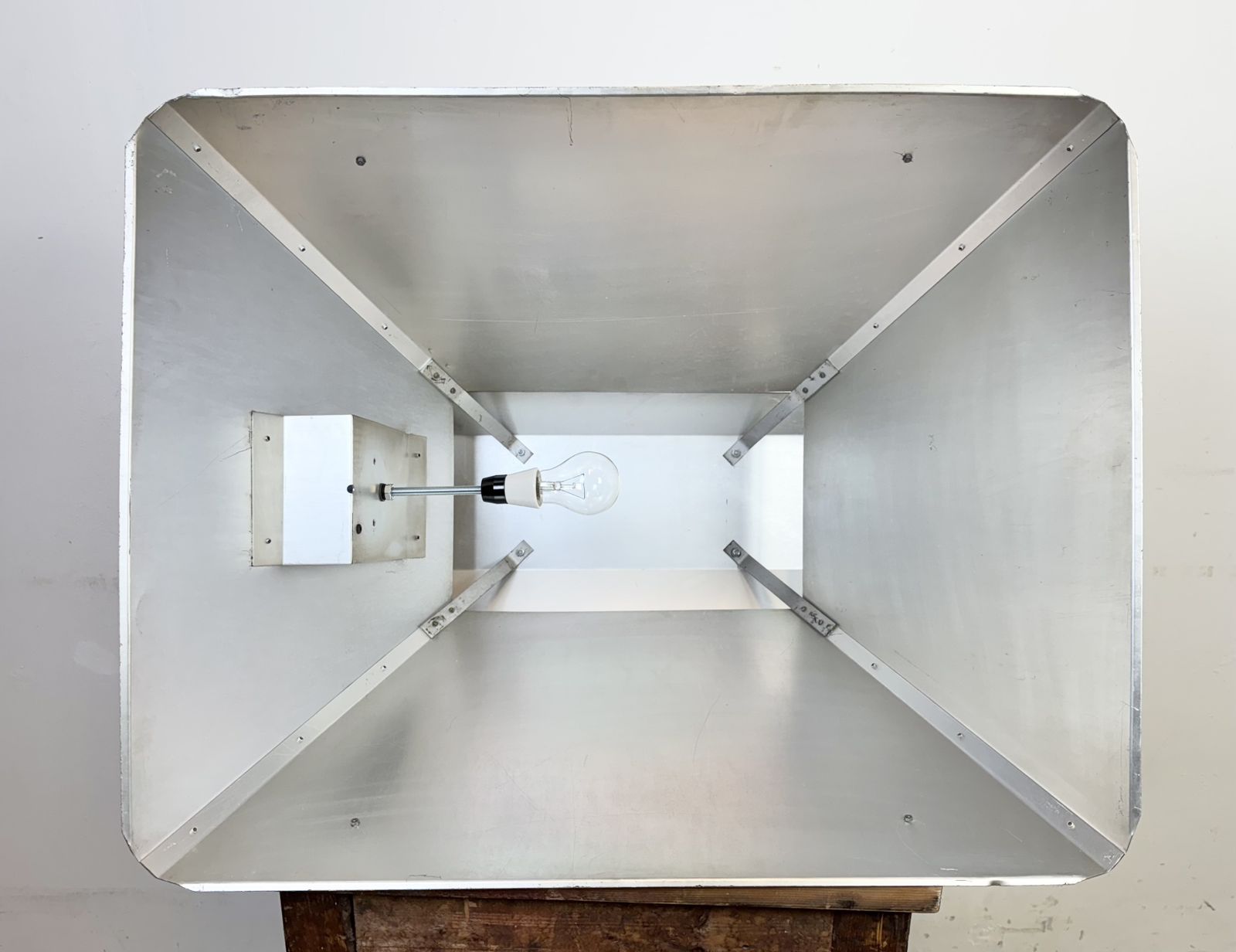 Lighting Large Silver Industrial Factory Pendant Lamp From Elektrosvit, 1970s, 95x photo