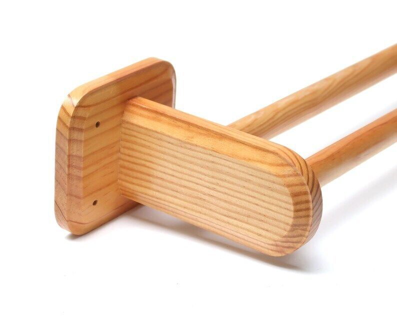 French Wall Pin Wood Towels Holder, 1970s / Wooden Bathroom, Kitchen, Mountain, Country, Cottage photo for sale