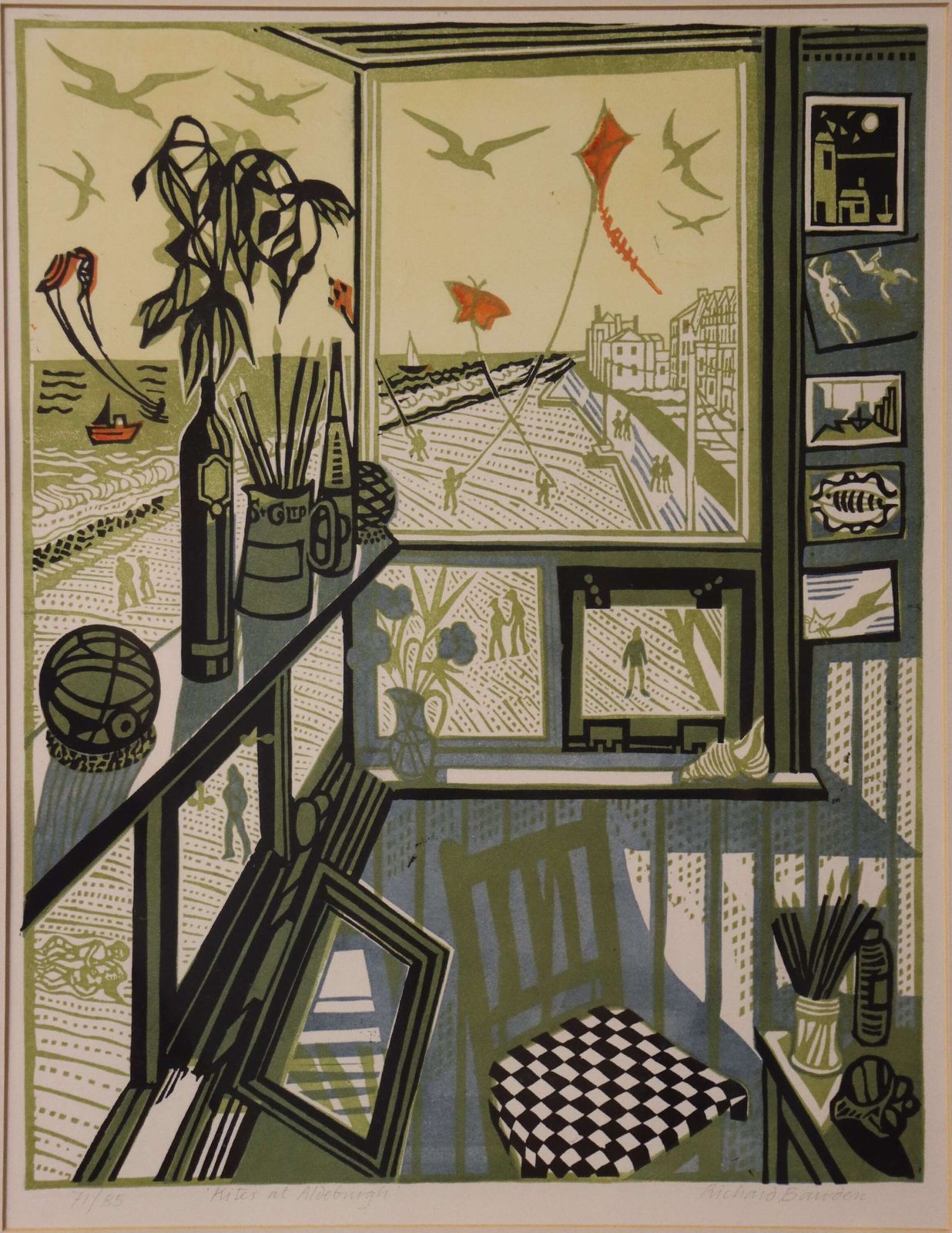 "Kites At Aldeburgh" Richard Bawden 1936 2024 photo furniture