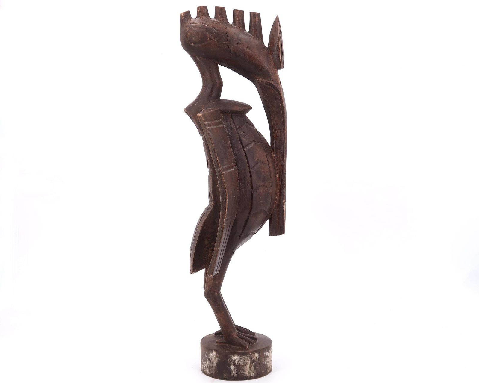 Houten Afrikaans sculptuur, Calao Senoufo-vogel, Burkina Faso, jaren 1980 / Afrika, Totem, Beeld, Donker hout, Woondecoratie photo furniture