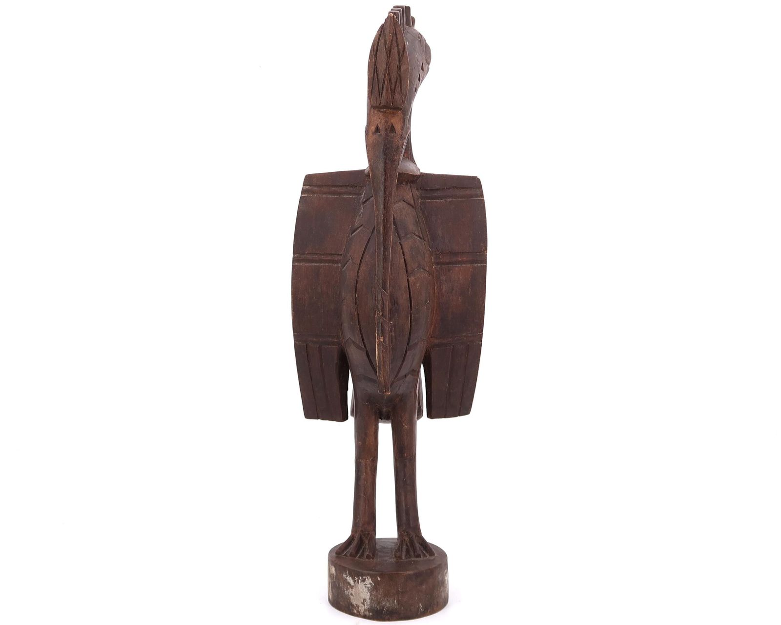 Houten Afrikaans sculptuur, Calao Senoufo-vogel, Burkina Faso, jaren 1980 / Afrika, Totem, Beeld, Donker hout, Woondecoratie photo Kunst