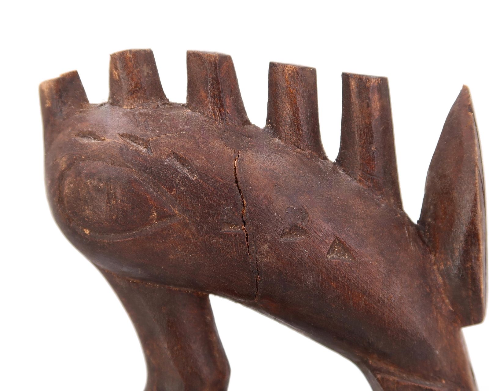 Houten Afrikaans sculptuur, Calao Senoufo-vogel, Burkina Faso, jaren 1980 / Afrika, Totem, Beeld, Donker hout, Woondecoratie photo vinterior