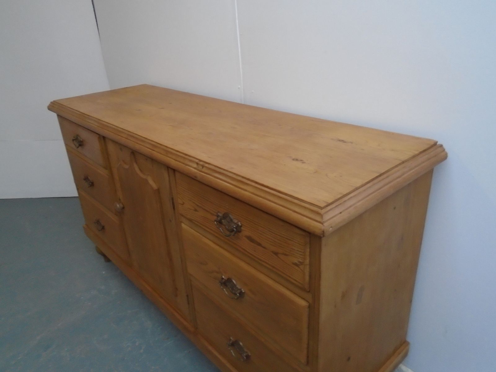 A Superb 6 Drawer Victorian Pine Waxed Dresser Base / Tv Stand photo furniture