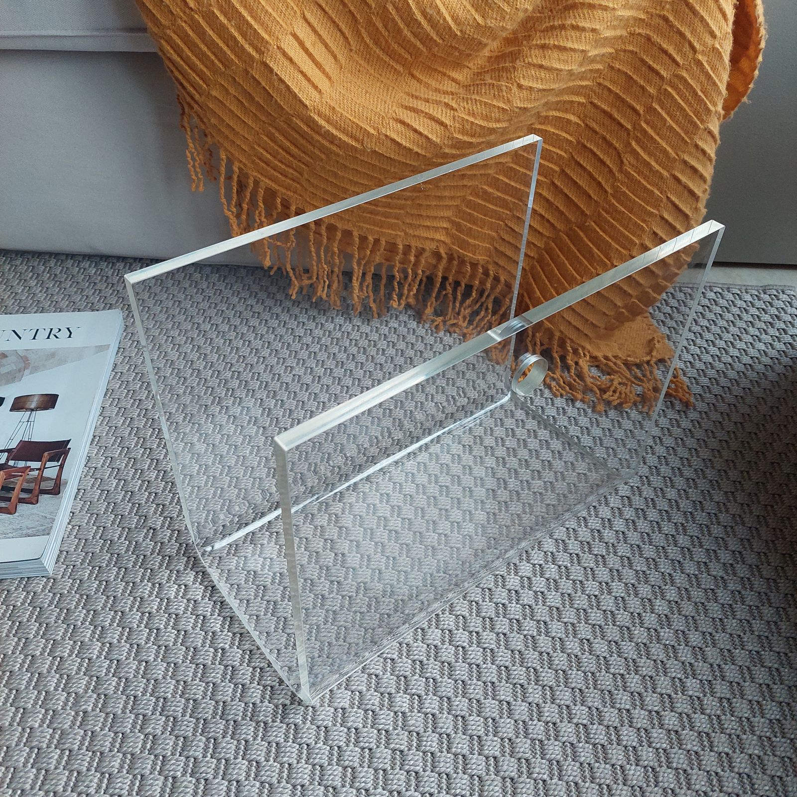 photo for sale Mid Century  Lucite Acrylic Glass Magazine Rack Plexiglass Holder, 70s