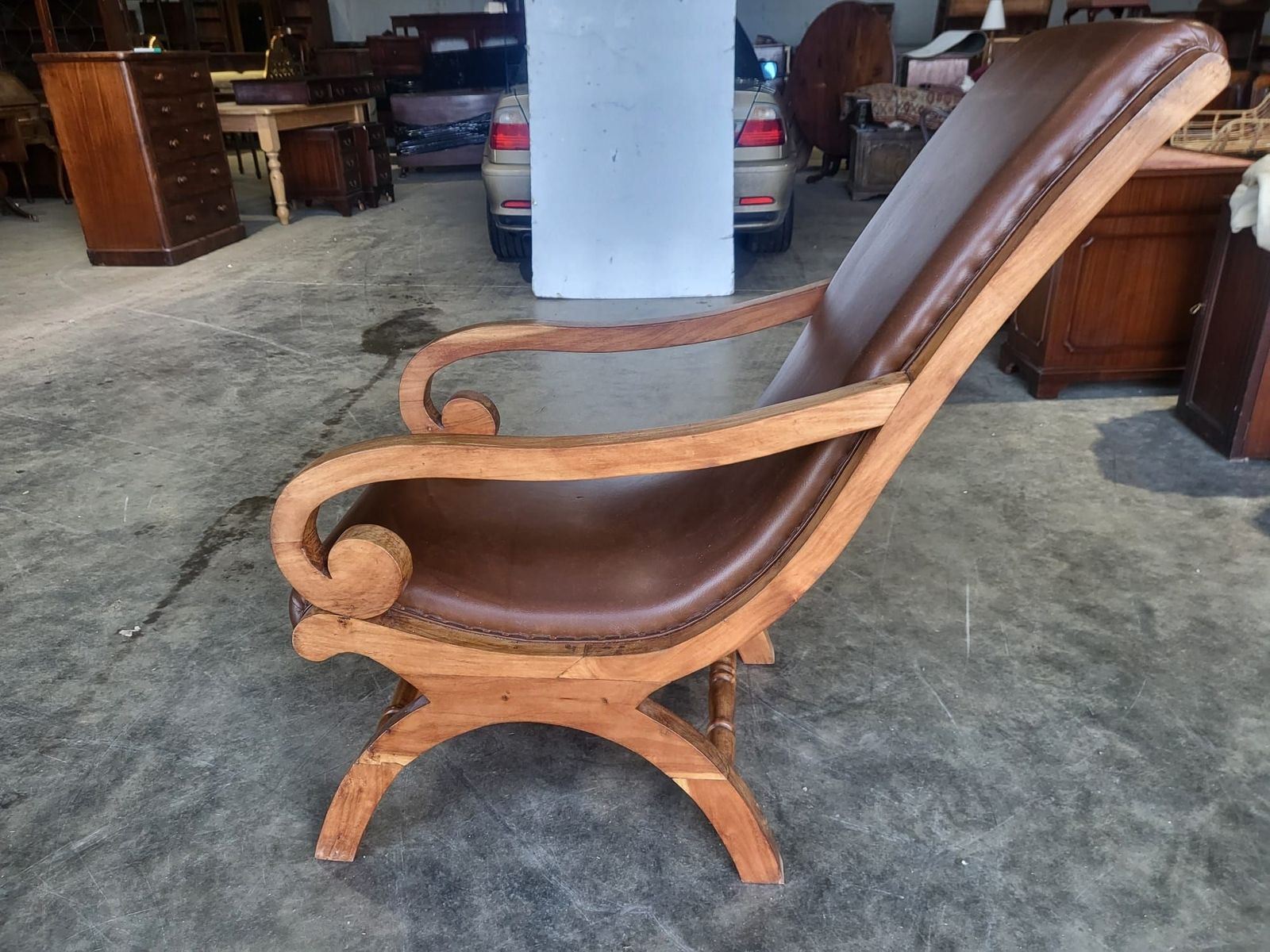 Large Plantation Arm Chair Conservatory Garden Patio Chair Faux Leather photo 195.0