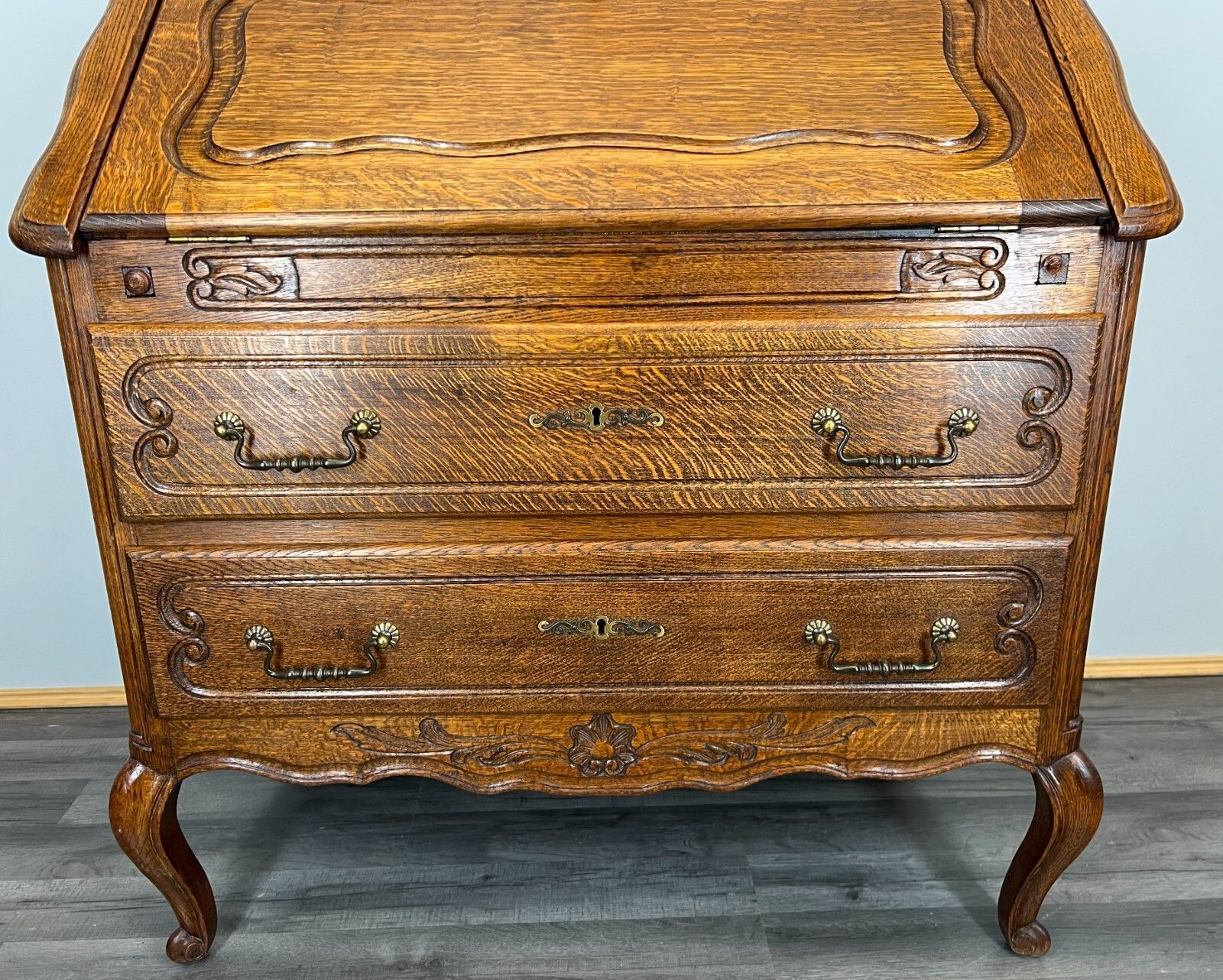 Secretaire Writing Desk Rare Antique French Carved Bureaux Elegant (Lot 3523) photo Furniture