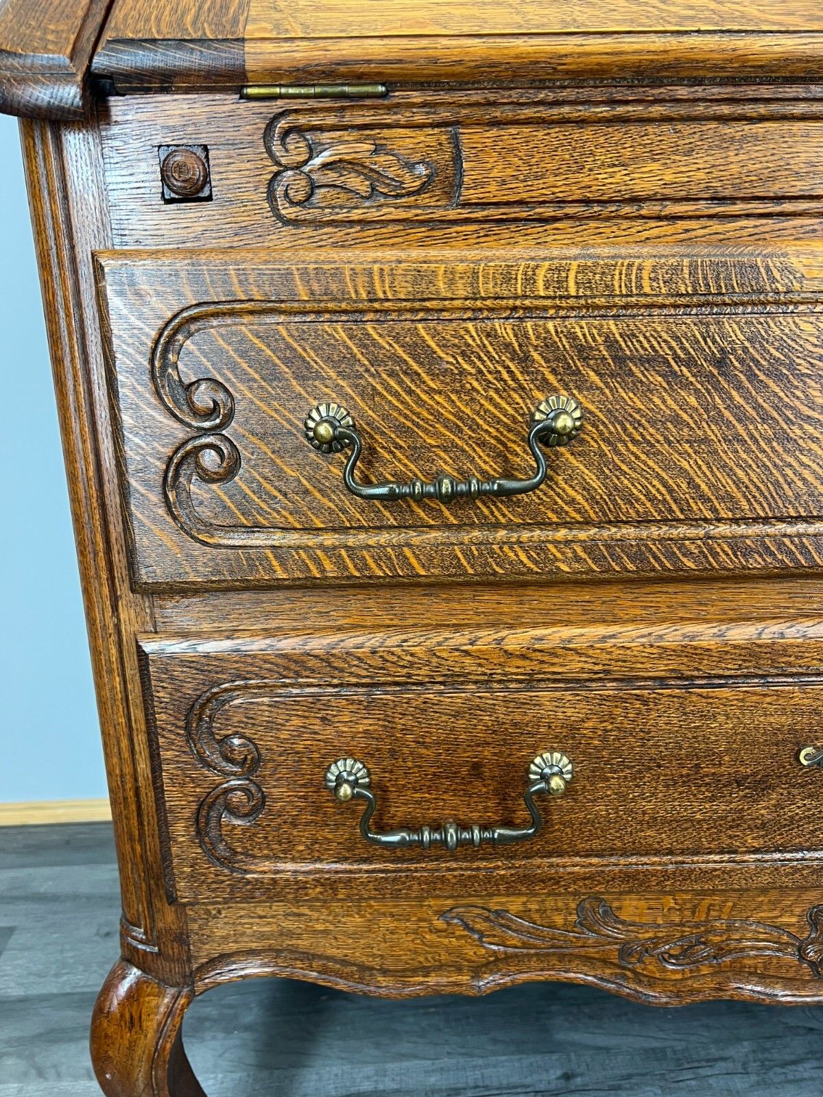 Secretaire Writing Desk Rare Antique French Carved Bureaux Elegant (Lot 3523) photo vinterior