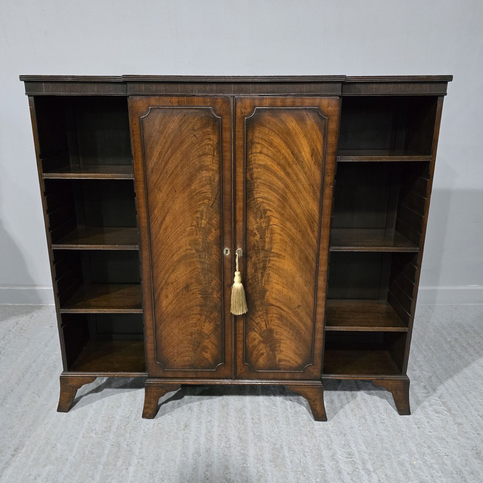 Top Quality Mahogany Breakfront Bookcase Of Small Proportions photo for sale