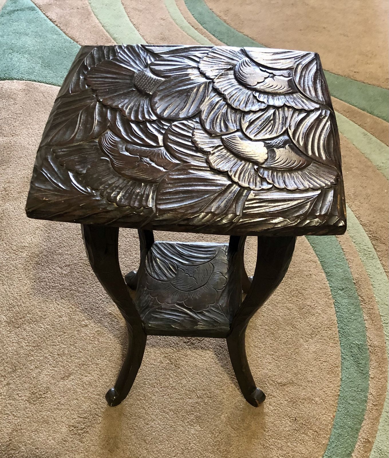 Handsome Liberty's Of London Carved Japanese Table photo vinterior
