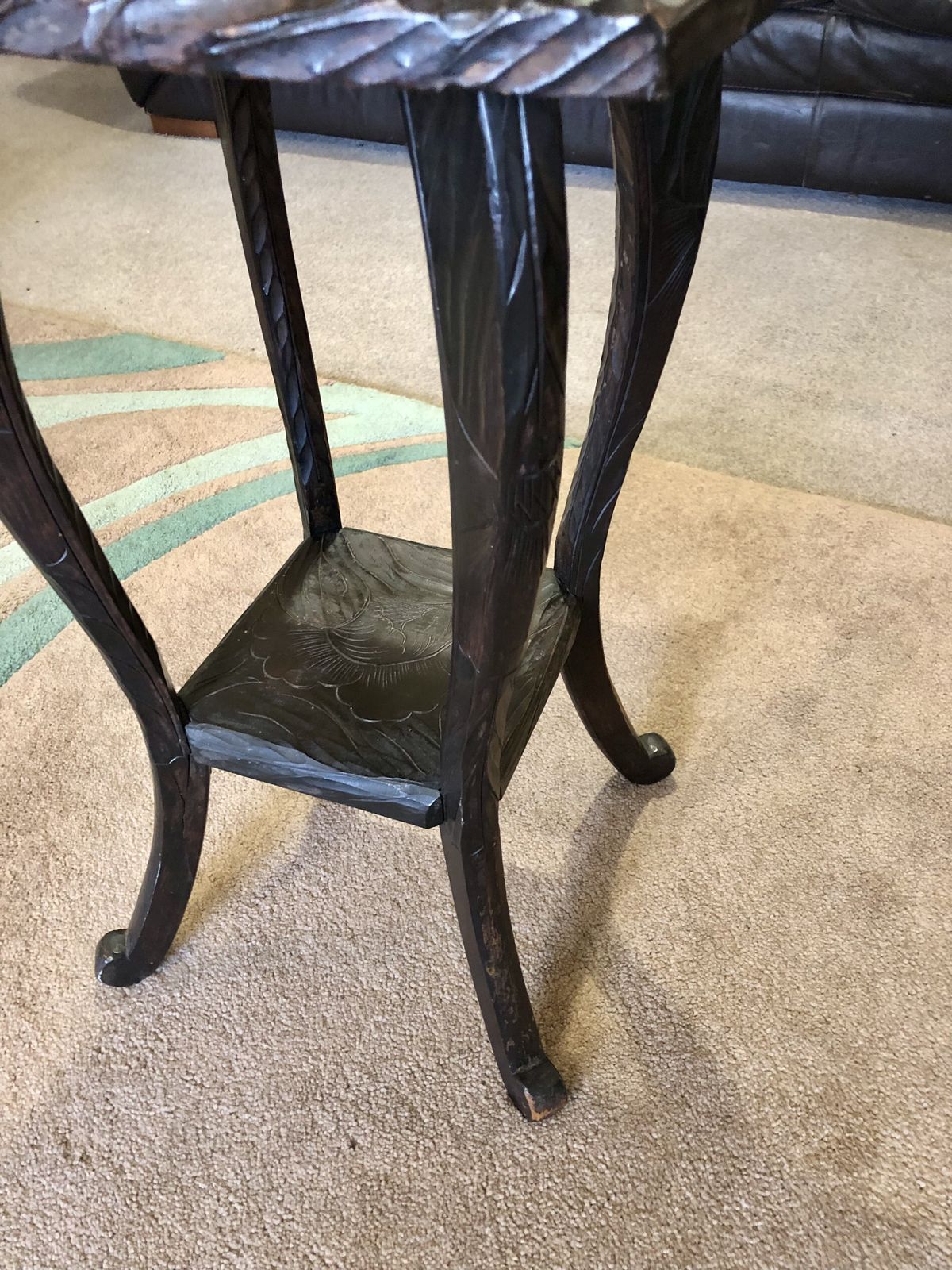 249.0 Handsome Liberty's Of London Carved Japanese Table photo
