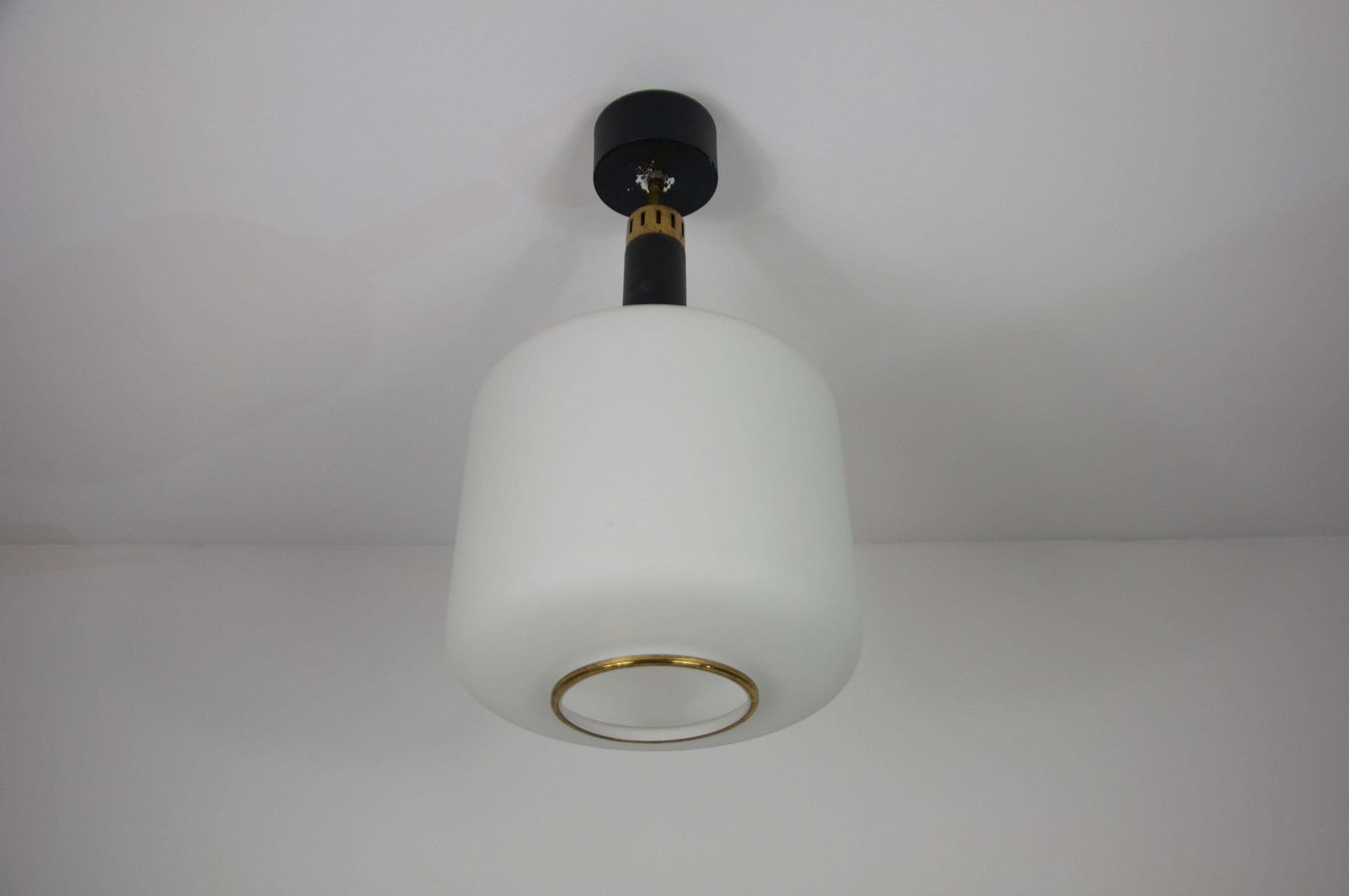 Mid Century Opal Glass Ceiling Lamp By Stilnovo, Italy, 1960s photo vinterior