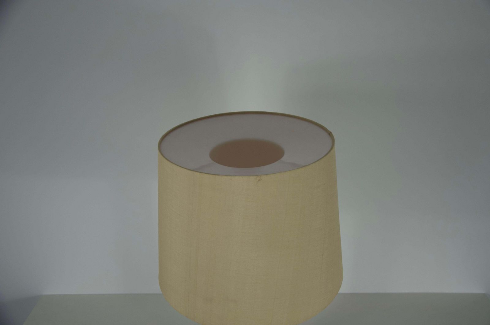 Mid Century White Glass And Fabric Shade Table Lamp By Luxus Sweden, 1960s photo 1429.0