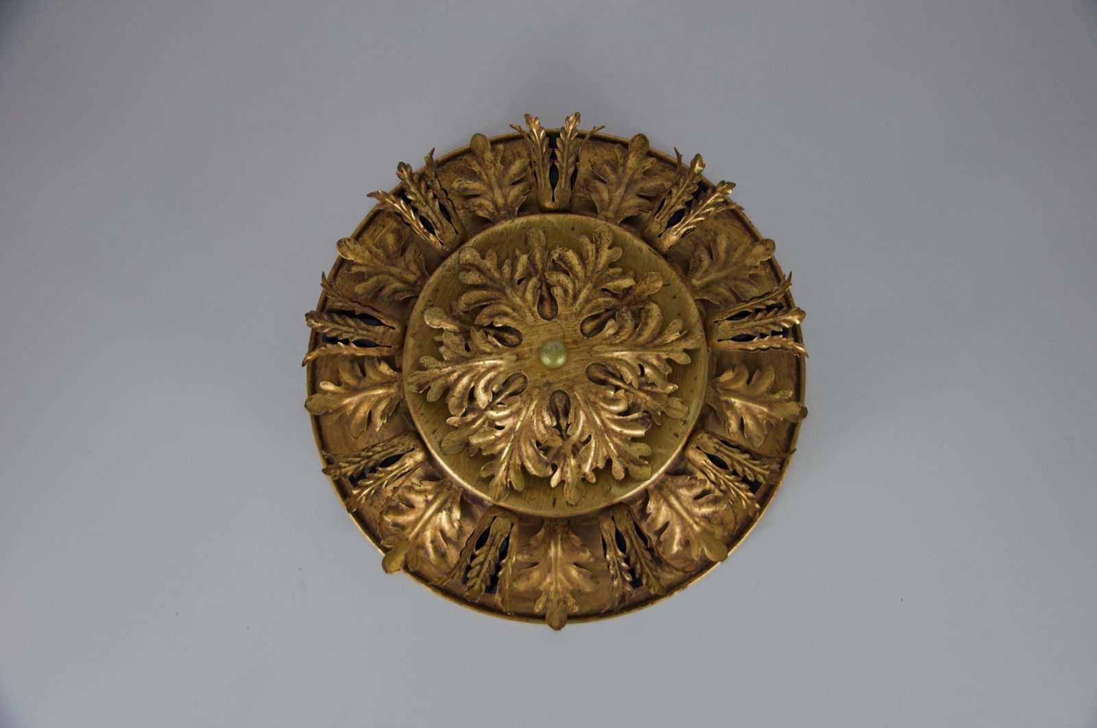 Large Golden Florentine Flower Shape Flush Mount By Banci Firenze, Italy, 1970s photo for sale