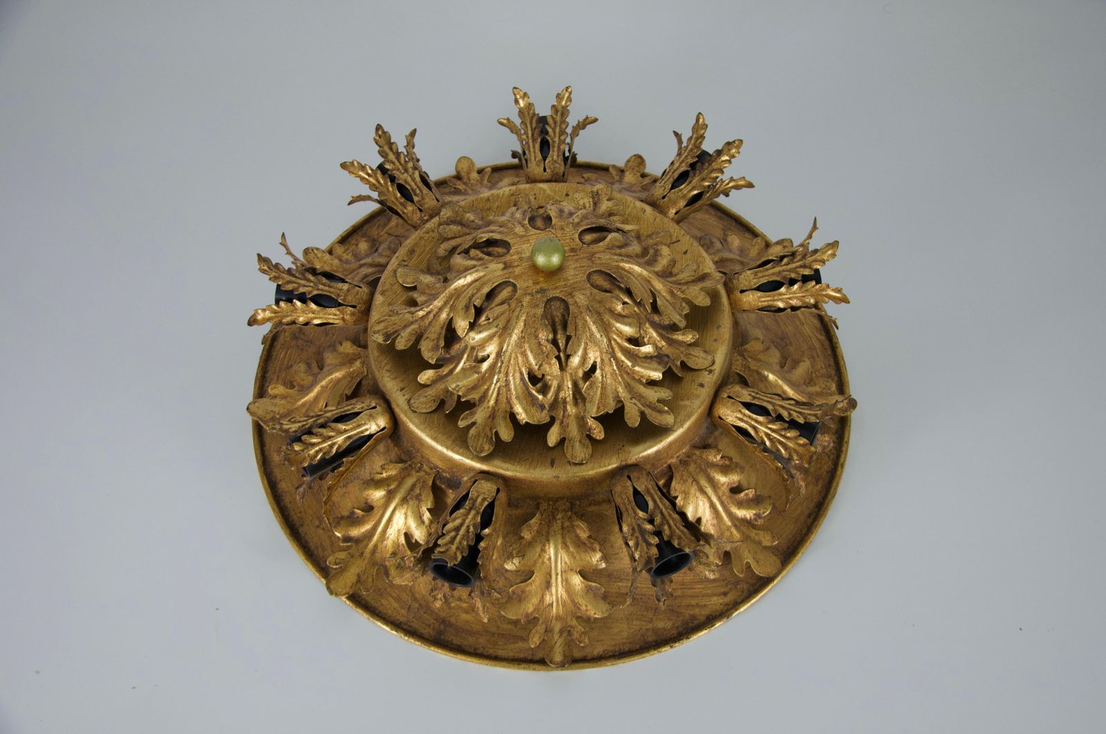 Large Golden Florentine Flower Shape Flush Mount By Banci Firenze, Italy, 1970s photo vinterior
