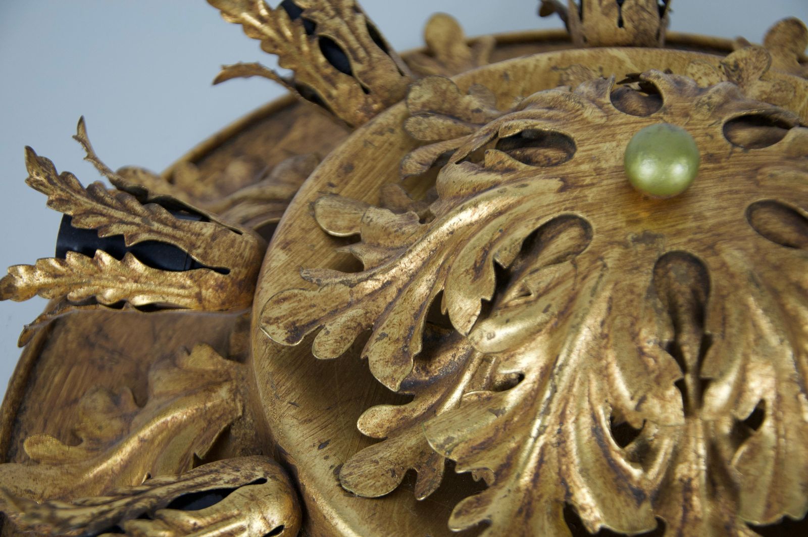 Large Golden Florentine Flower Shape Flush Mount By Banci Firenze, Italy, 1970s photo vintage