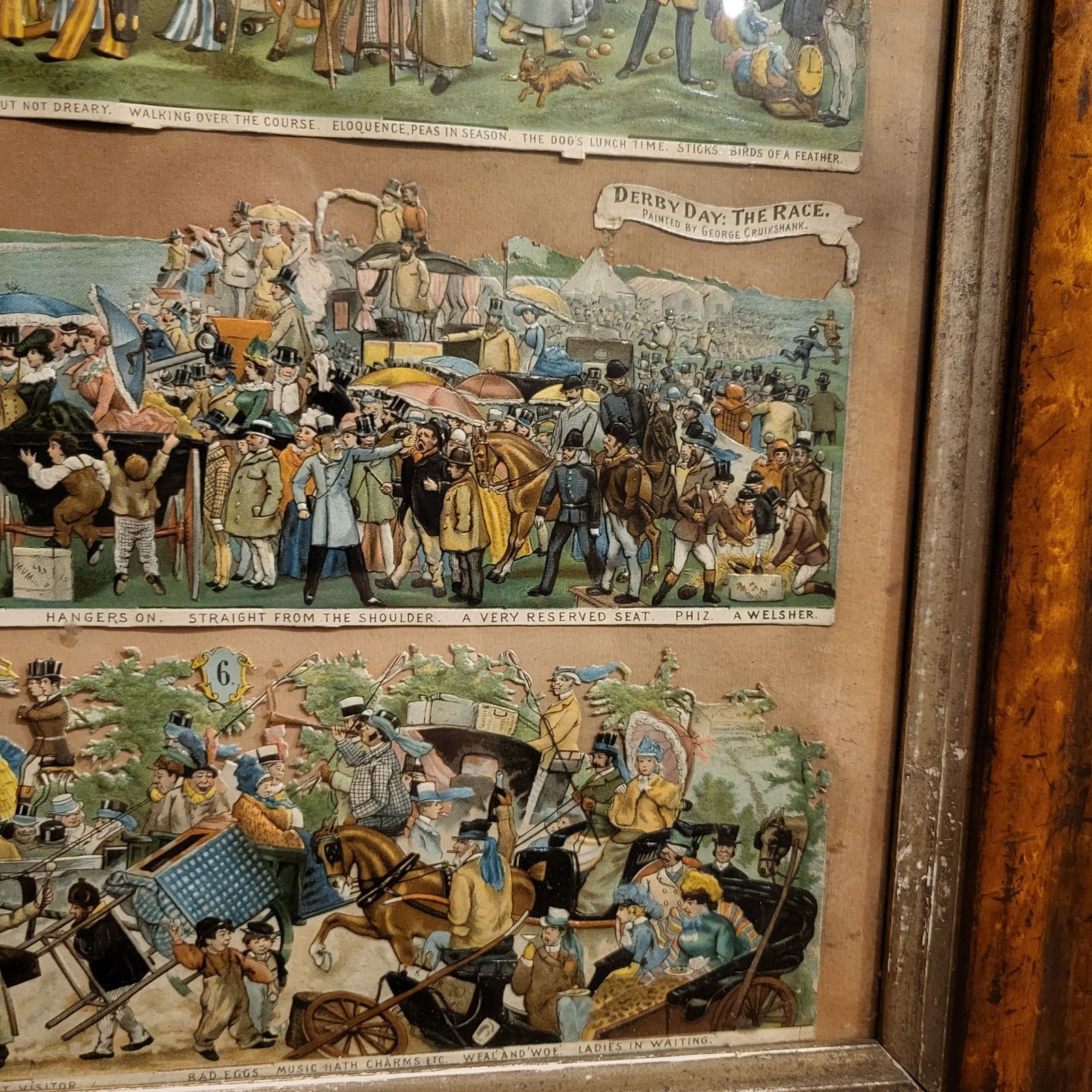 Victorian Decoupage Of "Derby Day" By George Cruikshank photo 195.0