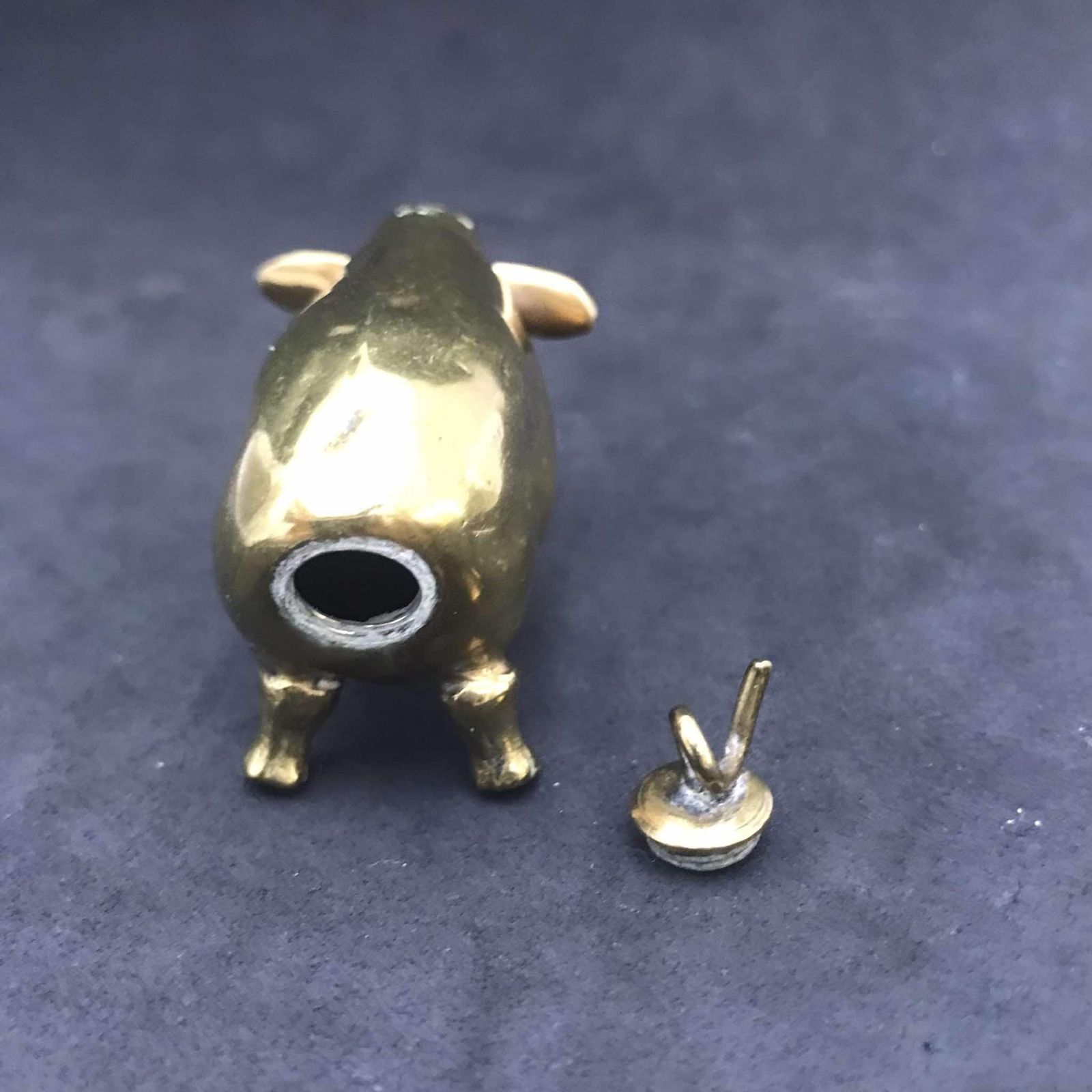 Salt Shaker Brass Pig Antique Victorian Novelty Salt Shaker Gift Antique Tableware English Gift Pig Lover XIX Century Metalware photo Home Decor