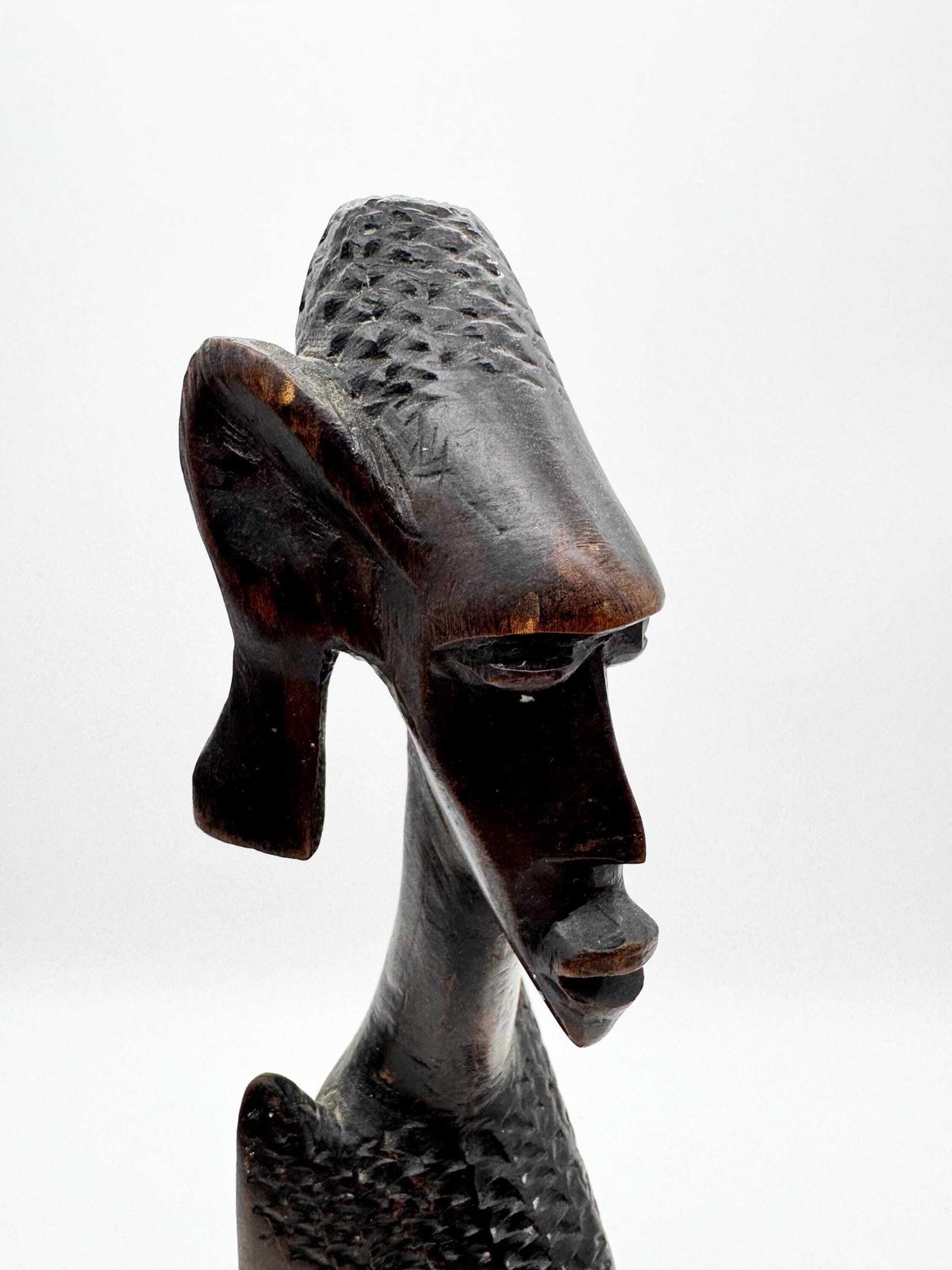 Wooden African Art Head Sculpture, Woman Figure, Wooden Head photo vinterior