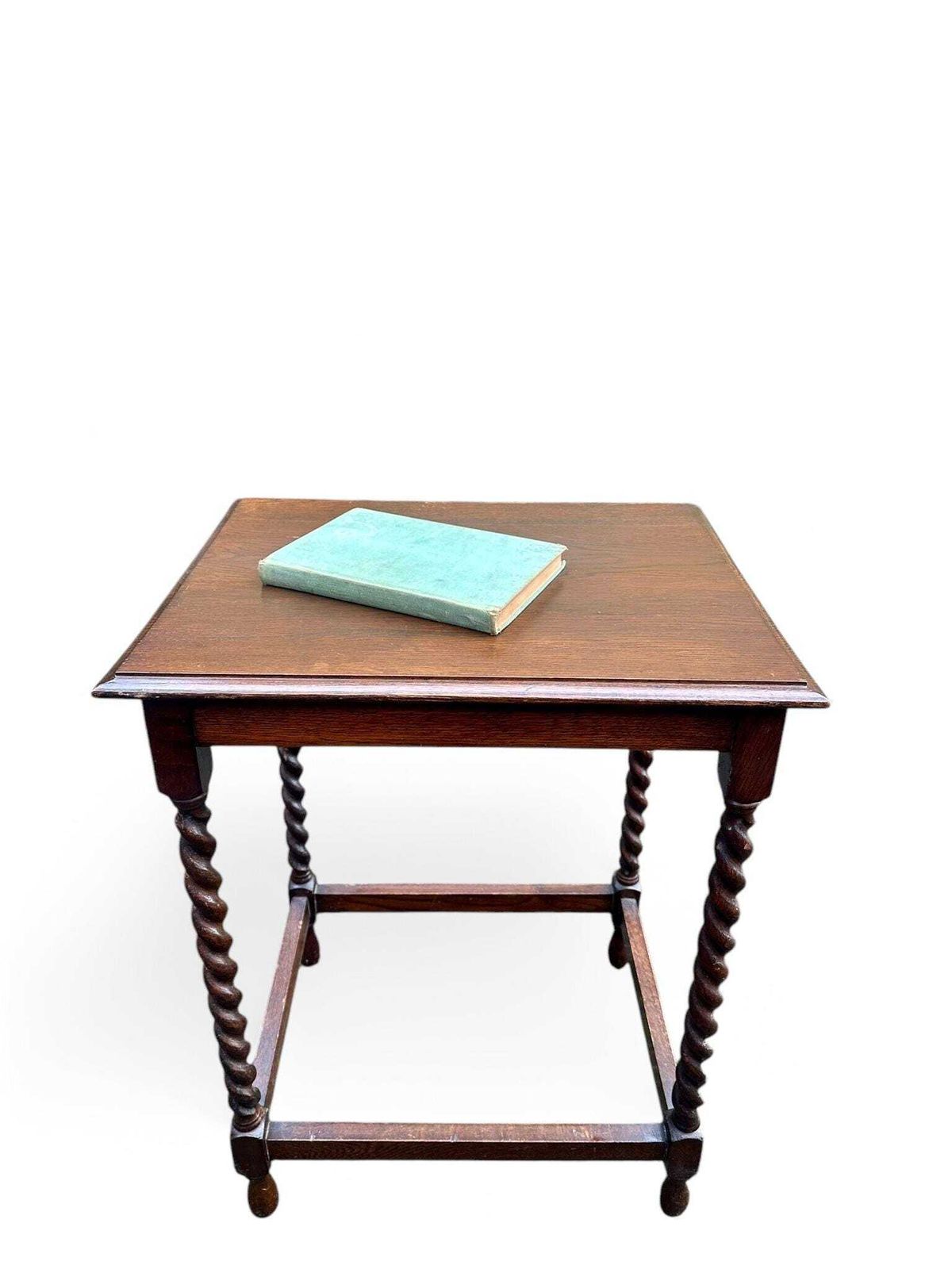 Vintage Oak Side Table / English C1920 / Barley Twist Legs photo buy