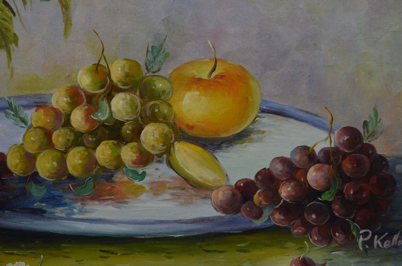 Vintage Still Life Oil On Canvas   P.Kelland photo vinterior