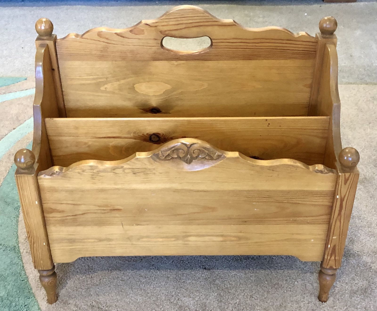 photo furniture Handsome Vintage Pine Magazine Rack / Canterbury