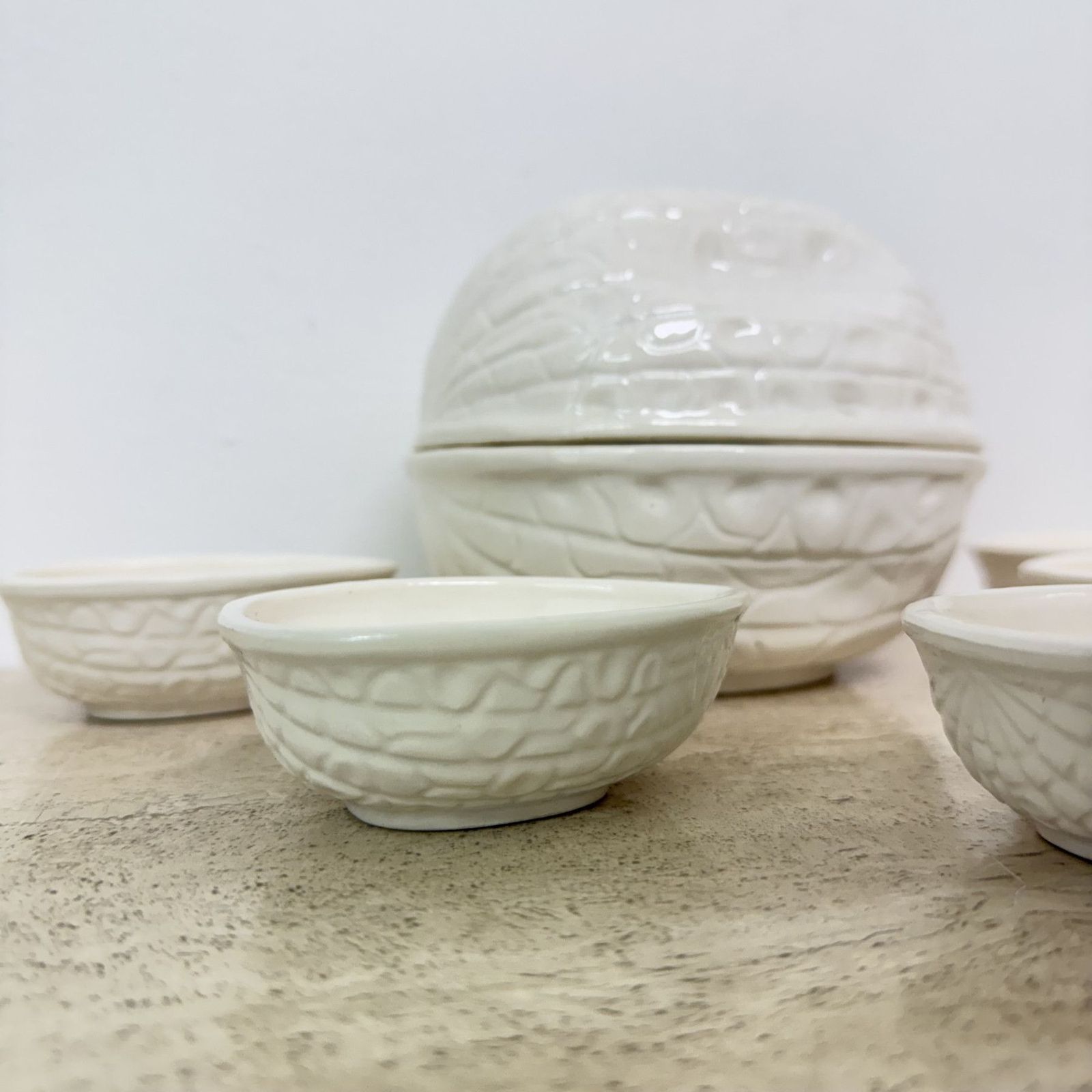 Vega International Ceramic Italy Walnut Shaped Bowls , 1970s photo Home Decor