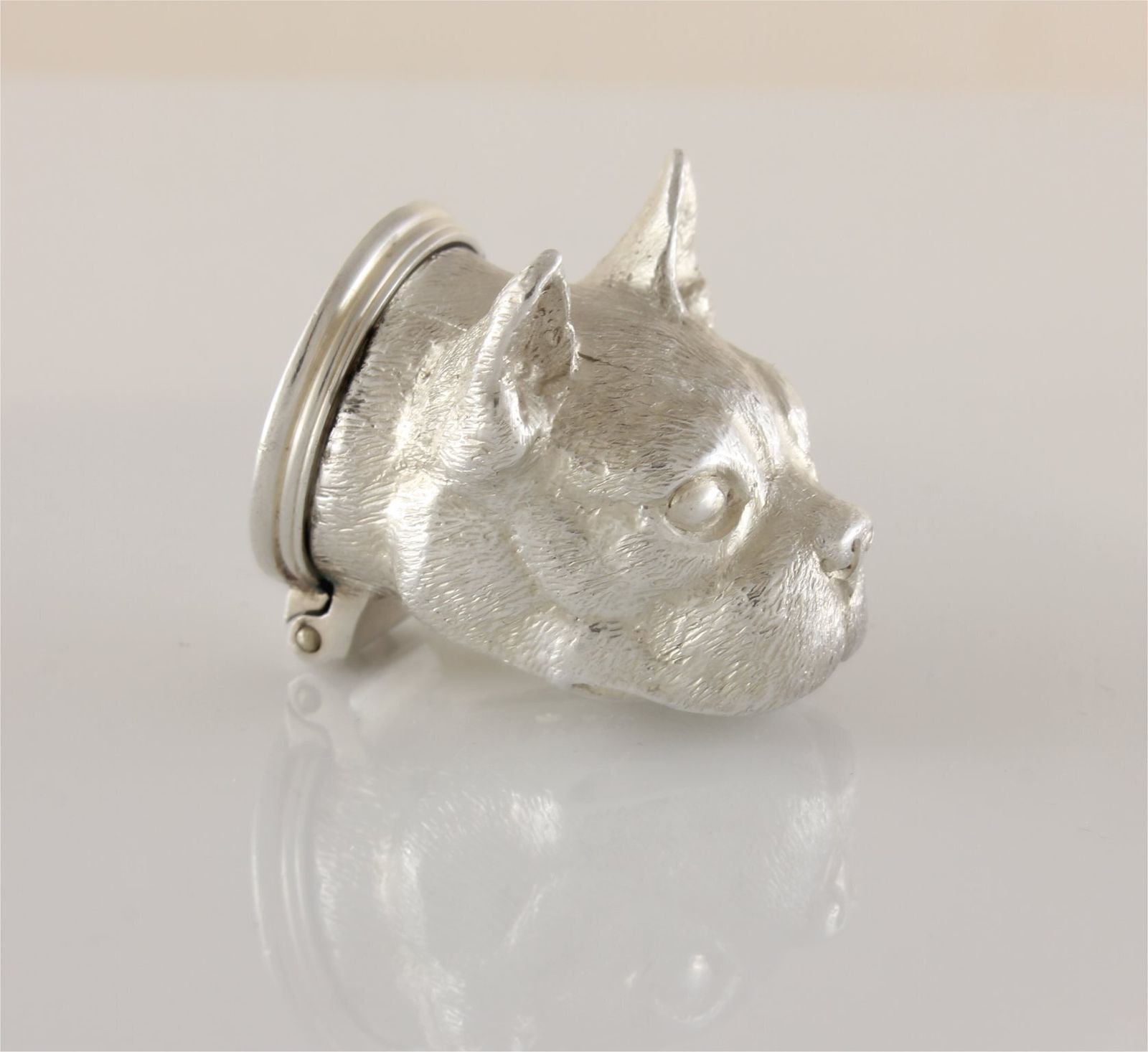 Silver French Bulldog Pill Box. Novelty Dog Snuff Box. W Comyns 1971. photo Home Decor