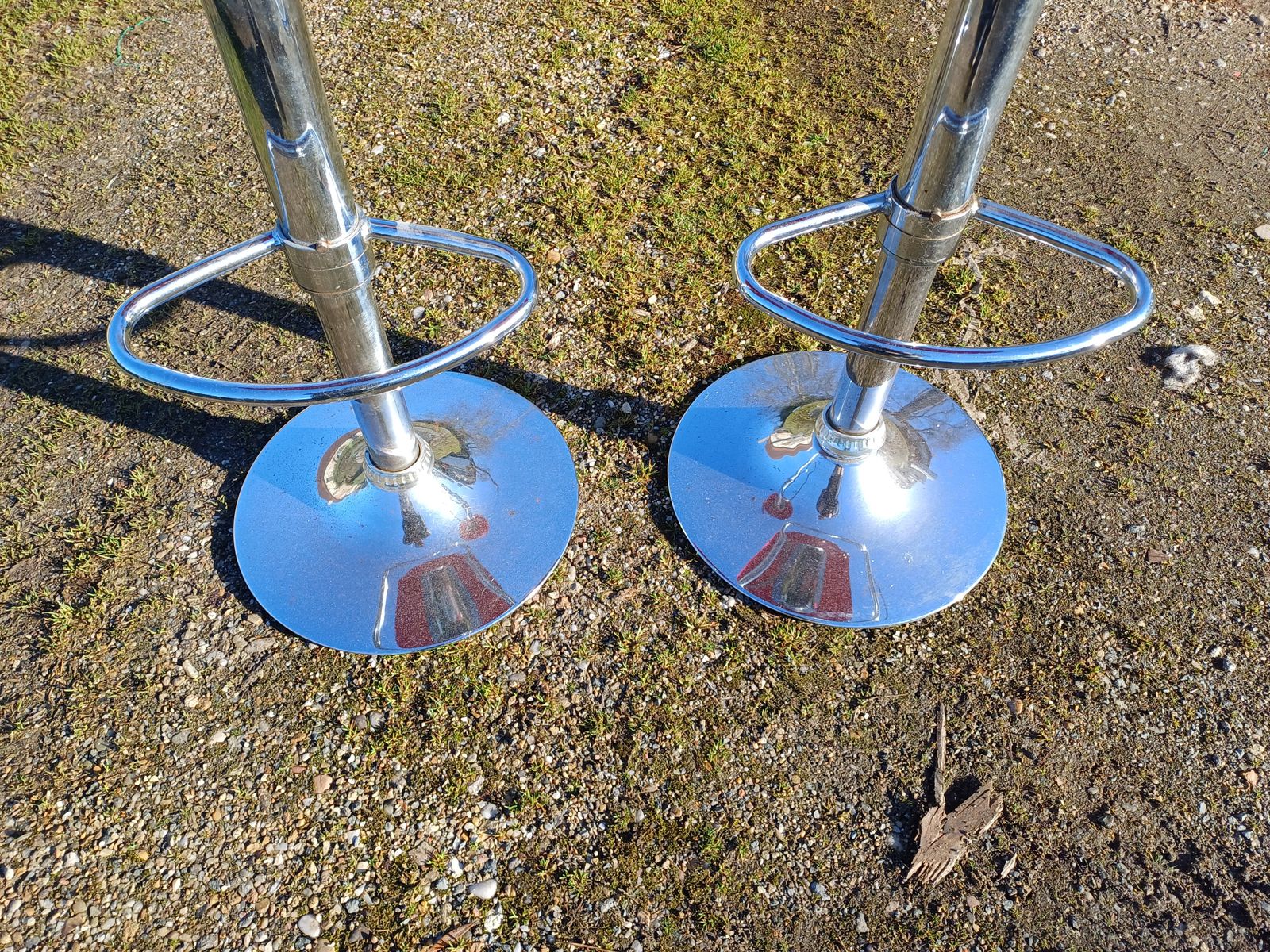Furniture Pair Of Vintage Chrome And Plastic Stools photo