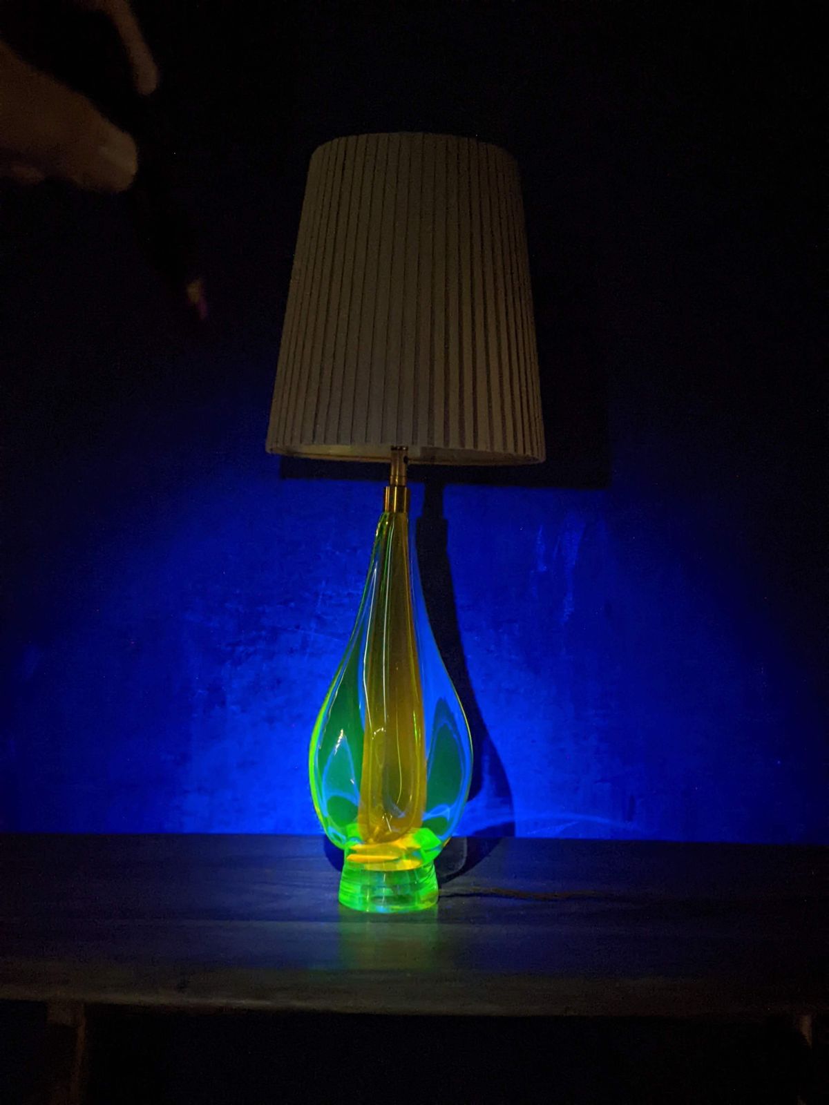 Mid Century Modern 1950s Murano Sommerso Green Amber Uranium Glass Table Lamp Flavio Poli photo furniture
