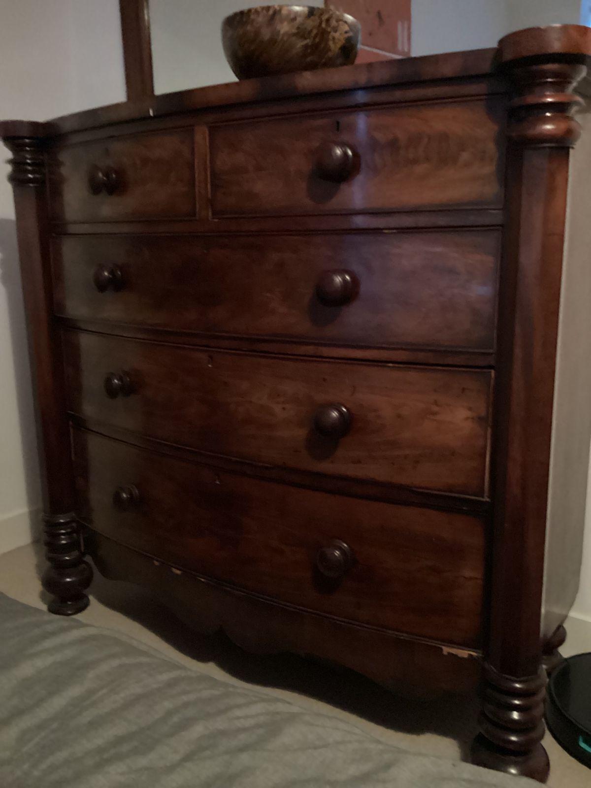 Early Victorian Bow Fronted Chest Of Drawers photo for sale